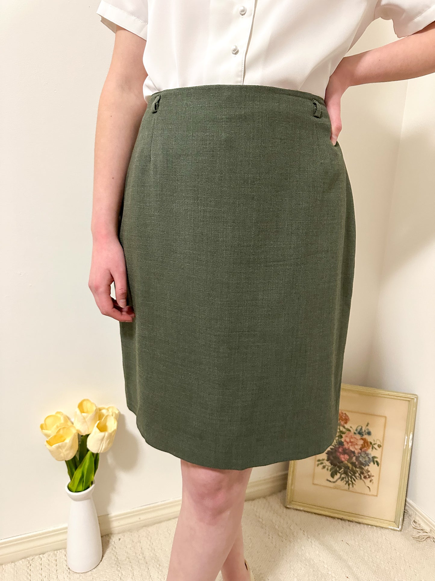 Vintage x Femme De Carriere Wool Skirt (L)