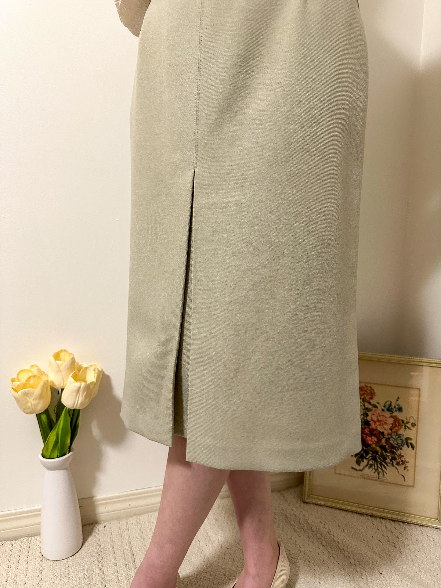 Vintage x Alia Light Sage Green Skirt (M)