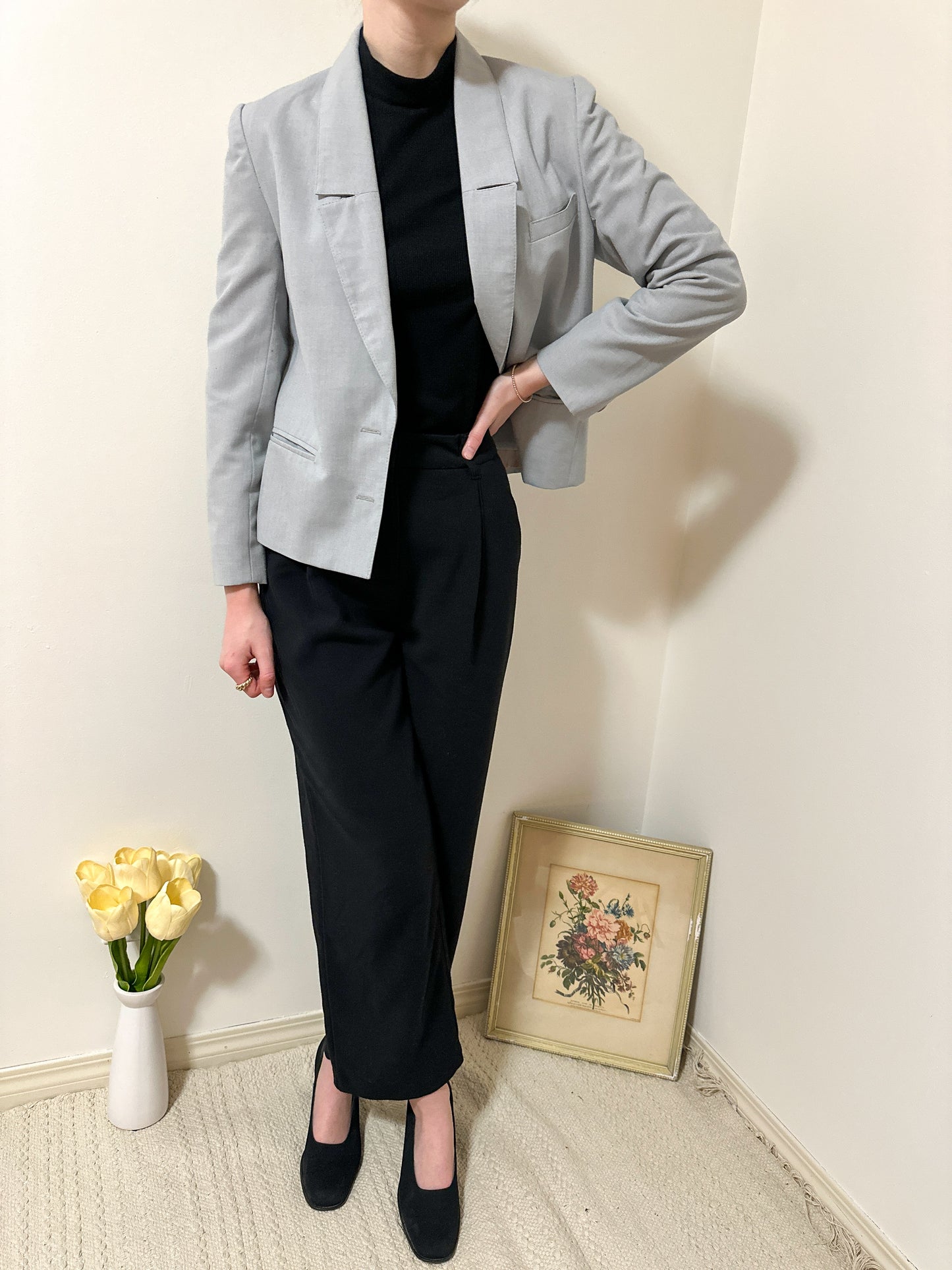 Vintage x Garey Petites Grey Blazer (M)