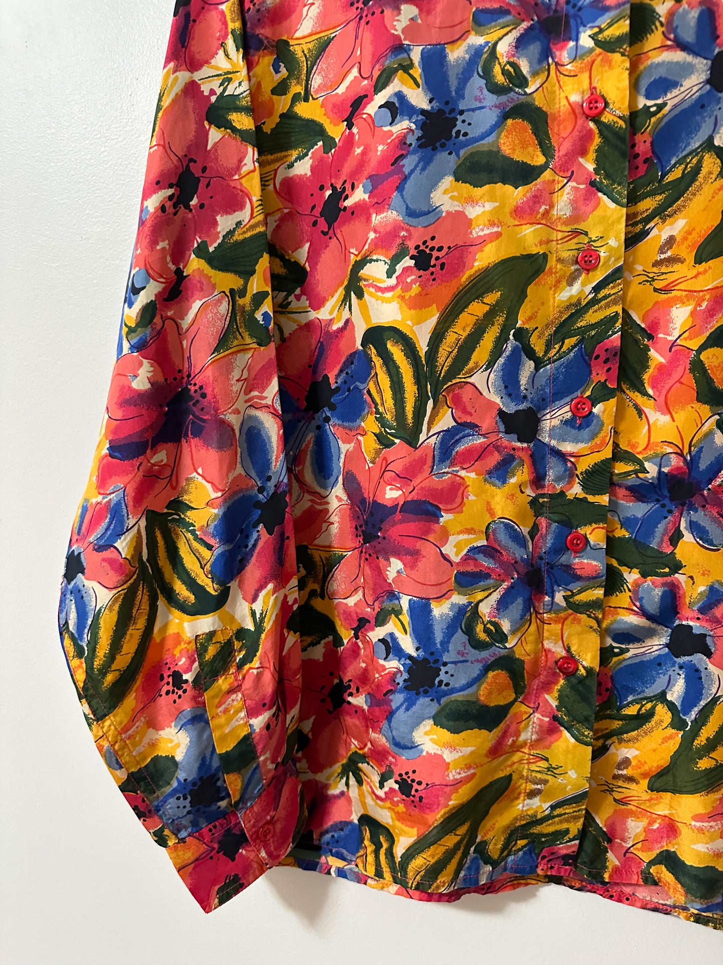 Vintage x Silk Abstract Floral Blouse (XL)