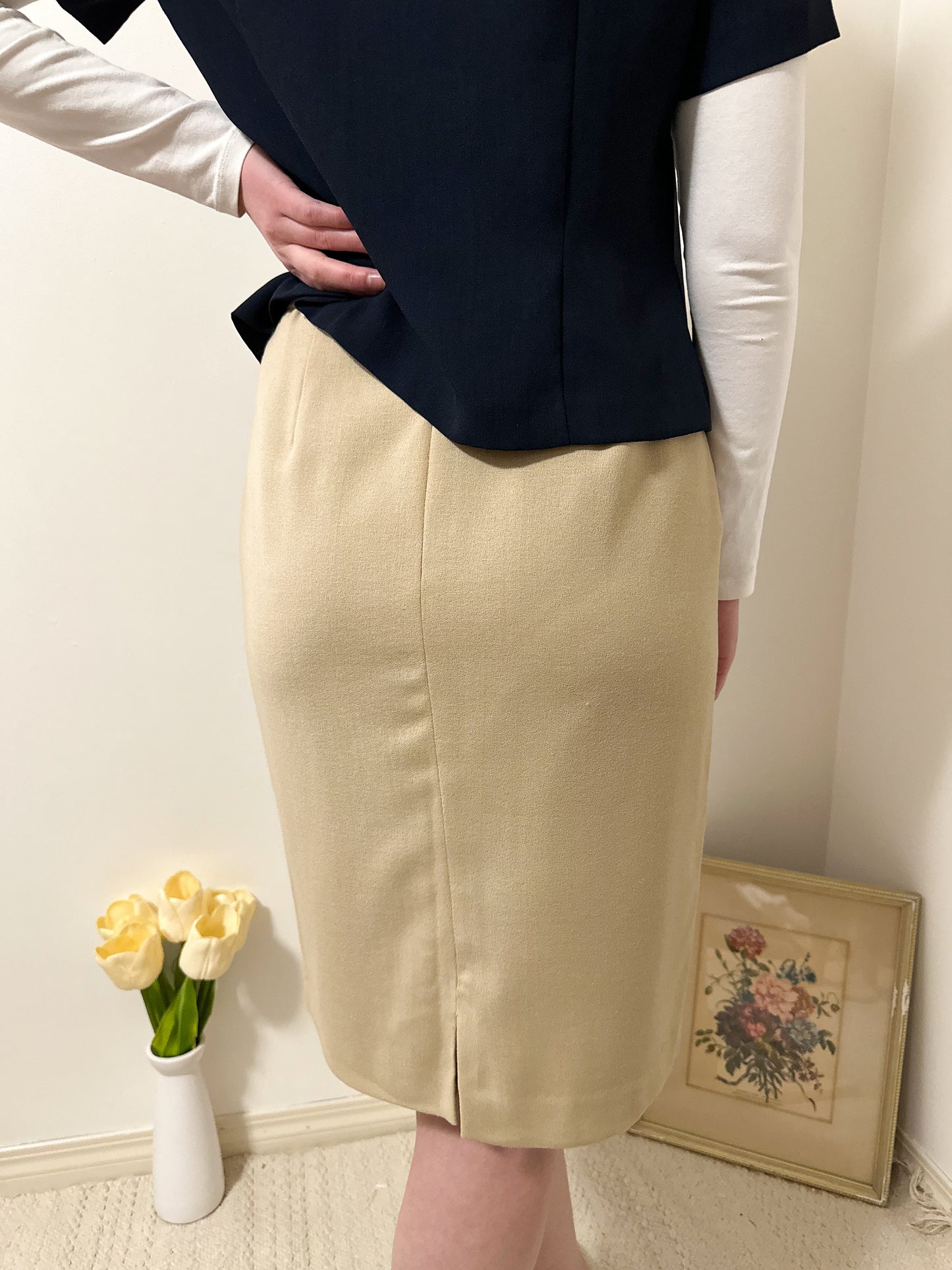 Vintage x Light Brown Wool Skirt (M)