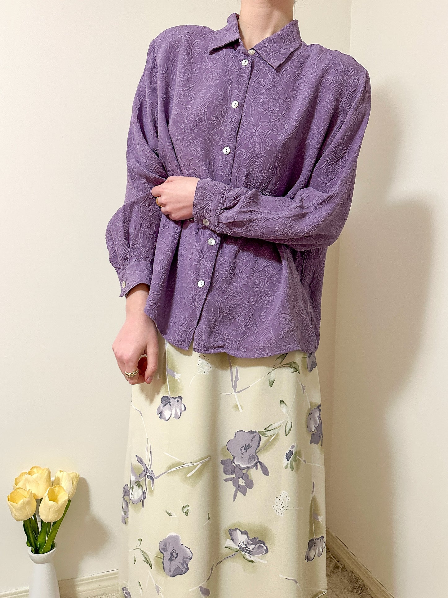 Vintage x Purple Silk Blouse (L/XL)