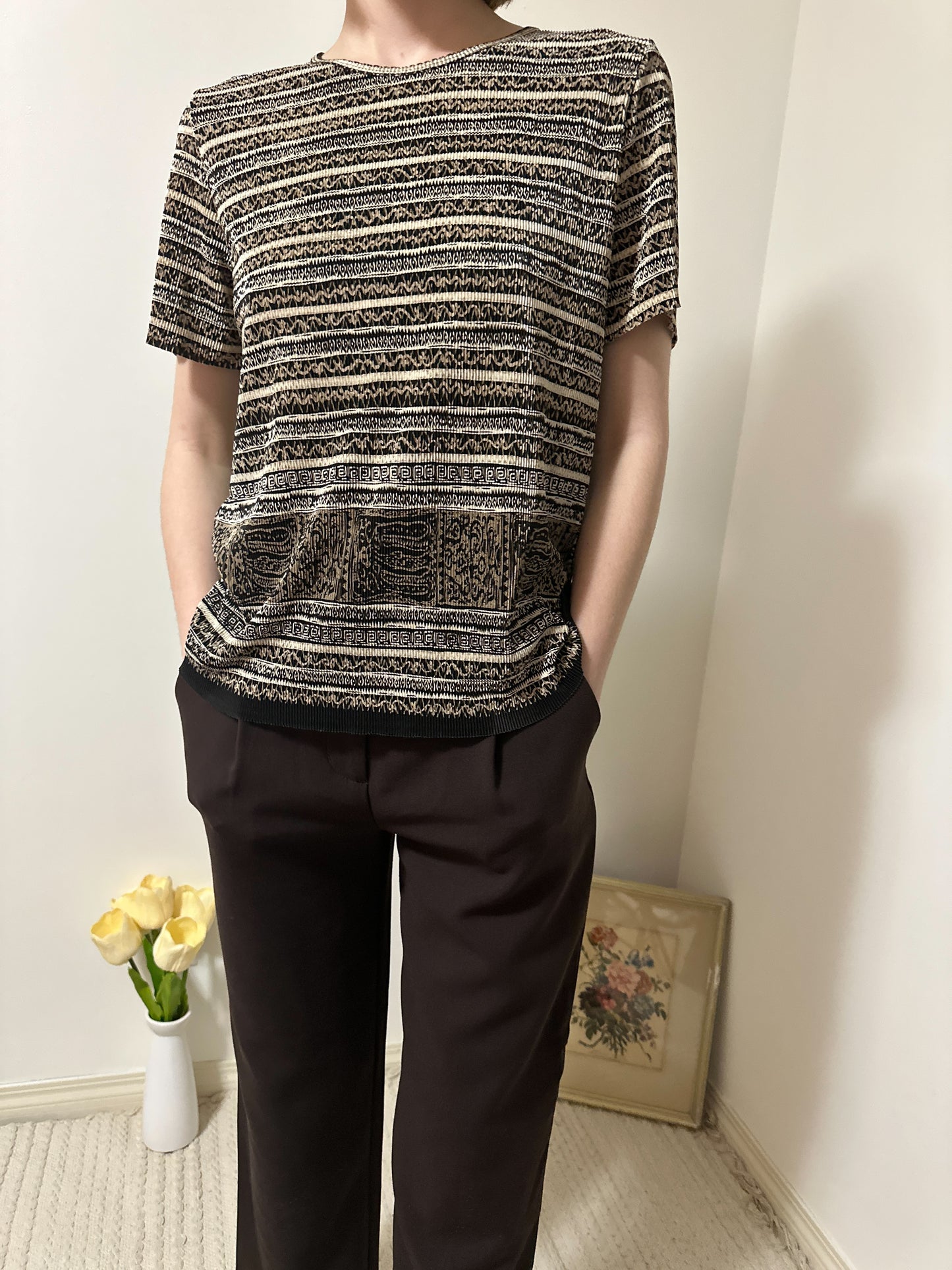 Vintage x Carroll Reed Patterned Ribbed Top (S-L)