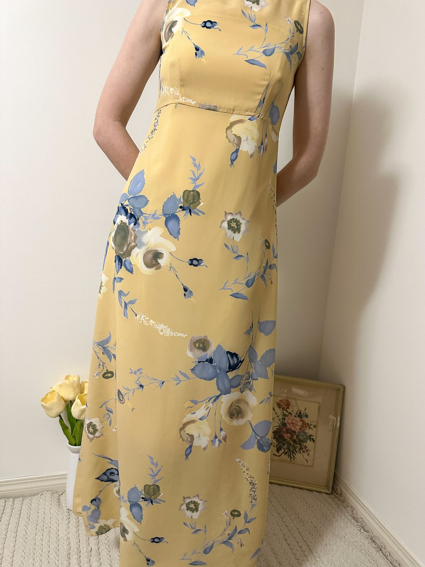 Vintage x Ricki's Yellow Floral Dress (XS)