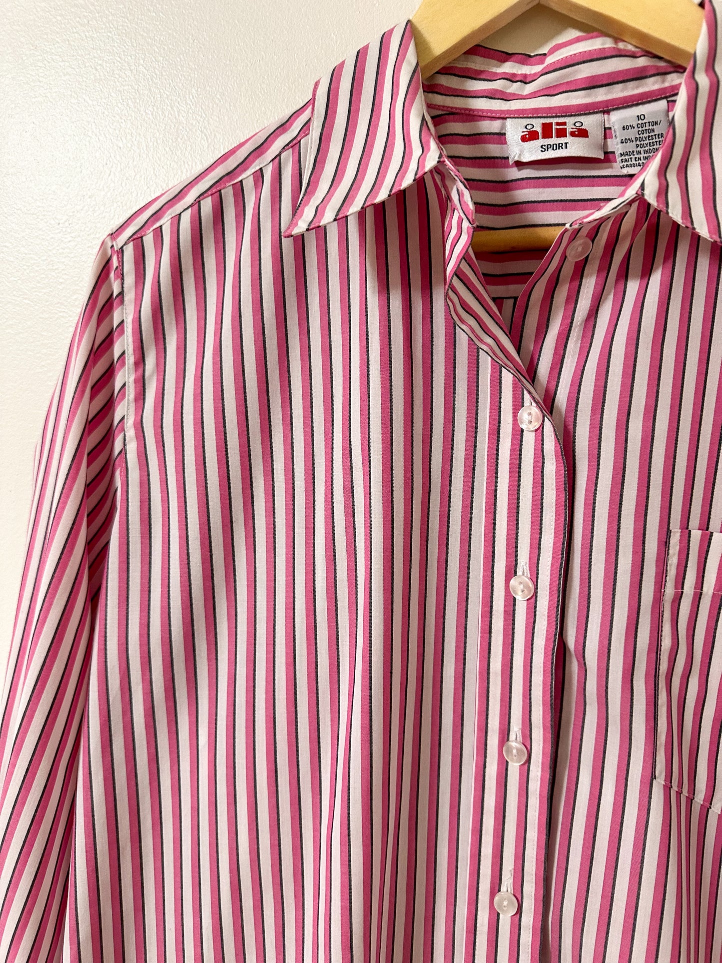 Vintage x Alia Pink Striped Button-Up (L/XL)