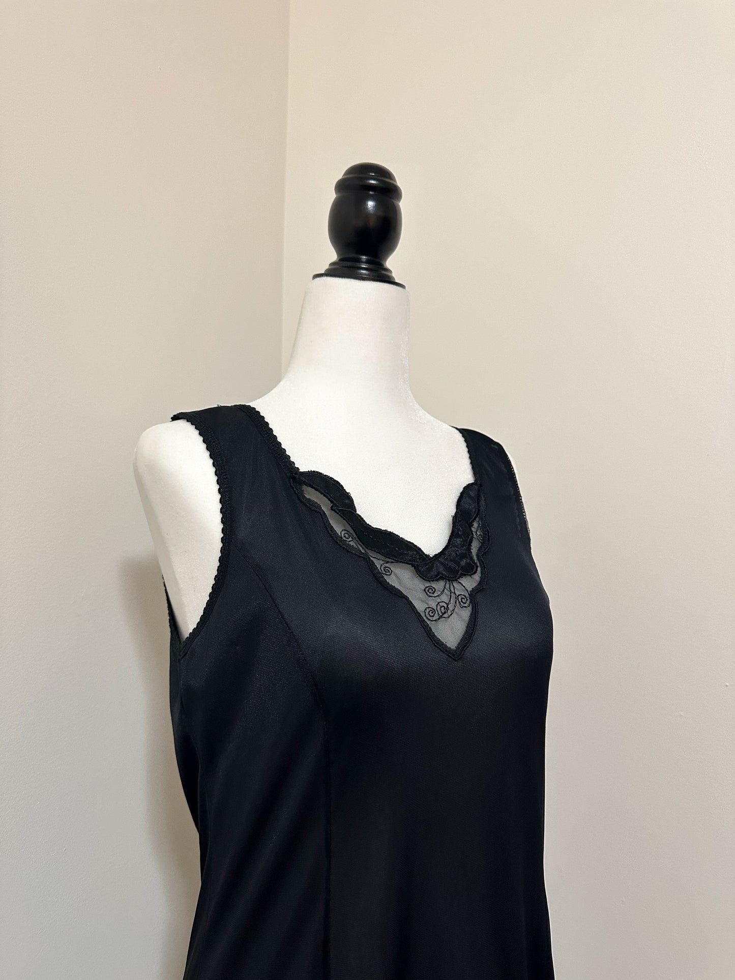 Vintage x Pink Lady Black Slip Dress (S)