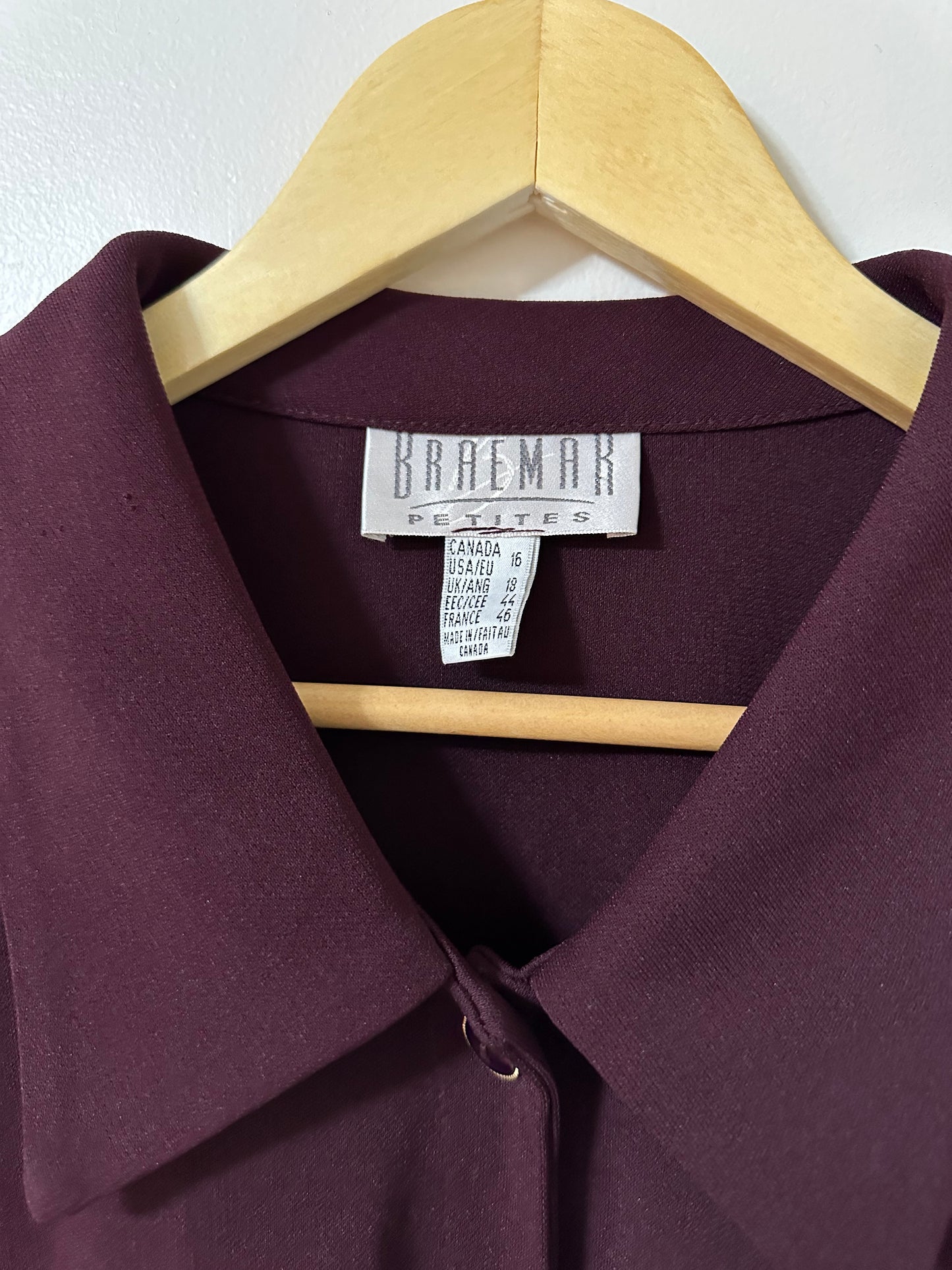 Vintage x Braemar Petites Dark Plum Blouse (L/XL)