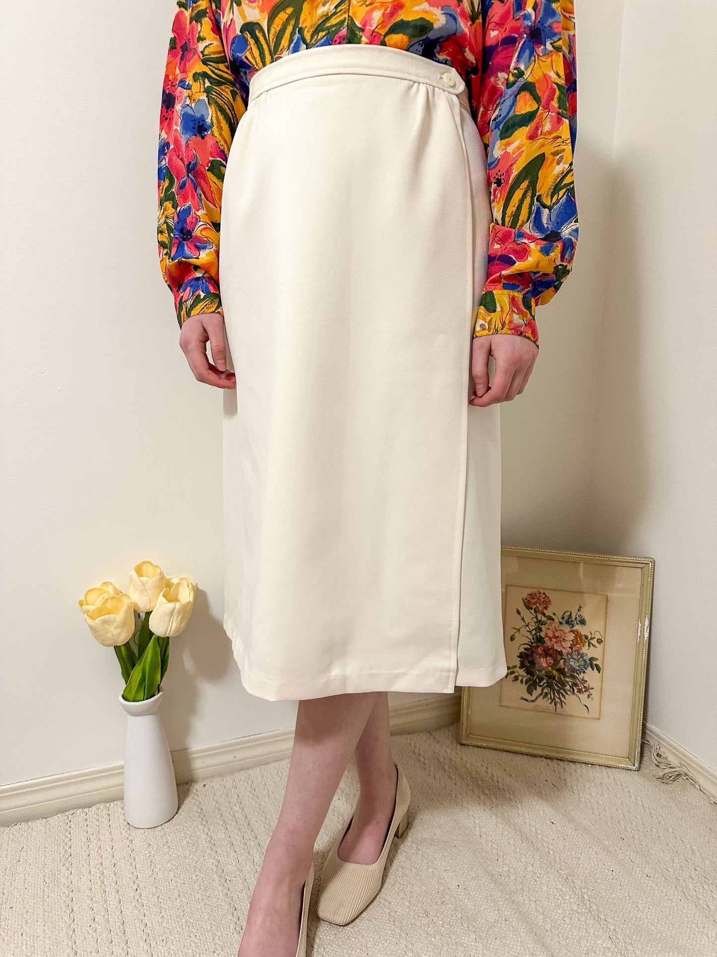 Vintage x D'Allaird's Cream Skirt (38”/XL)