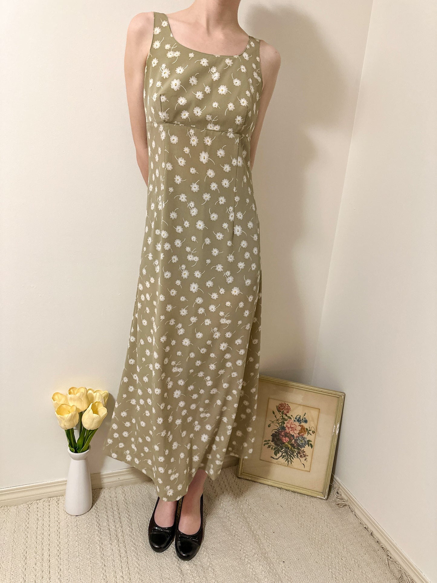 Vintage x Jacob Beige Floral Dress (XS/S)