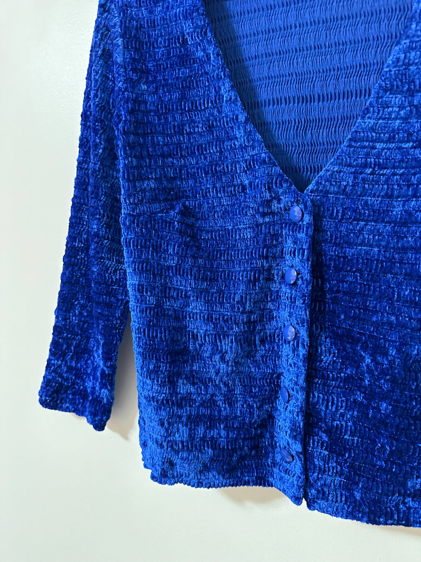 Vintage x Royal Blue Velvet Cardi (M)