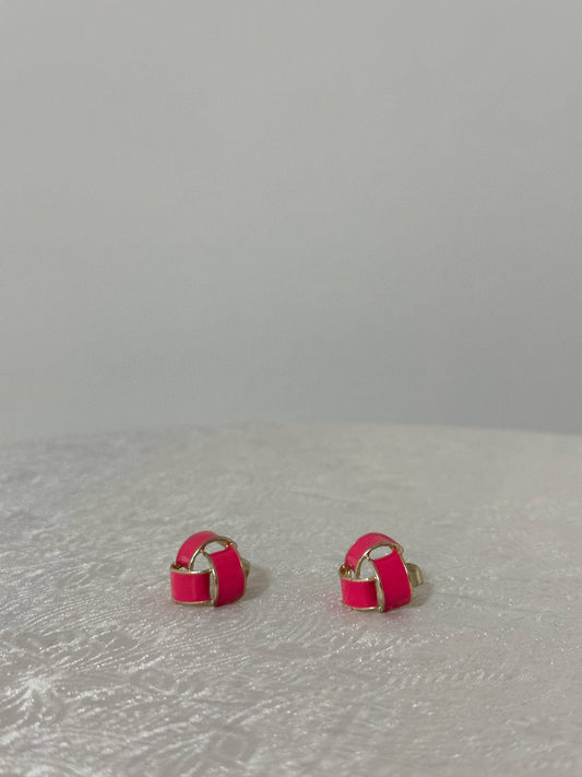 Hot Pink Gold Earrings