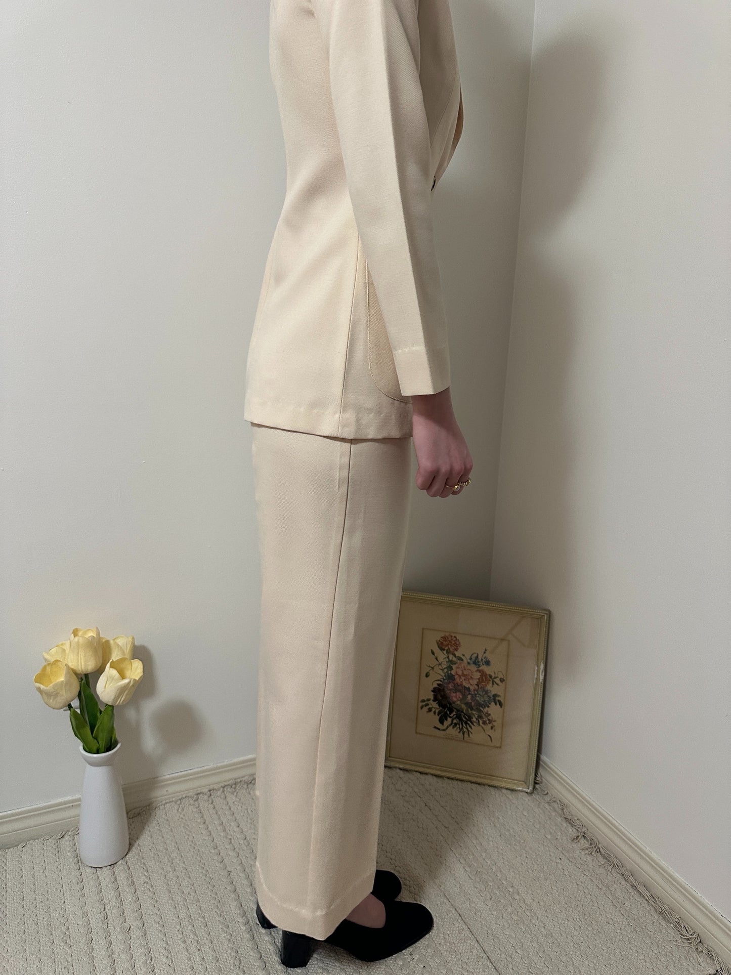 Vintage x Barakett Cream Pant Suit Set (XS)