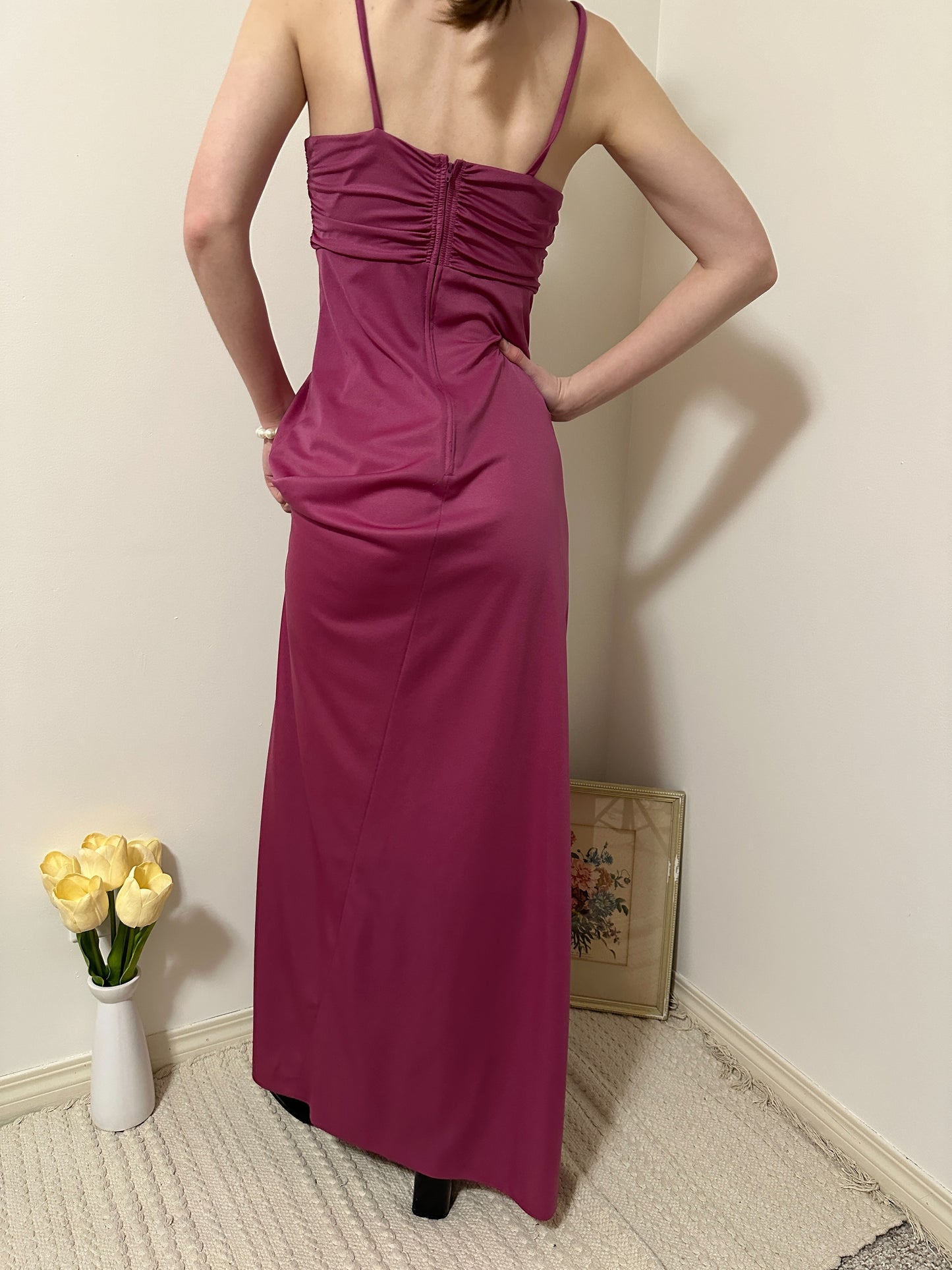 Vintage x Nu-Mode Magenta Maxi Dress (XS)