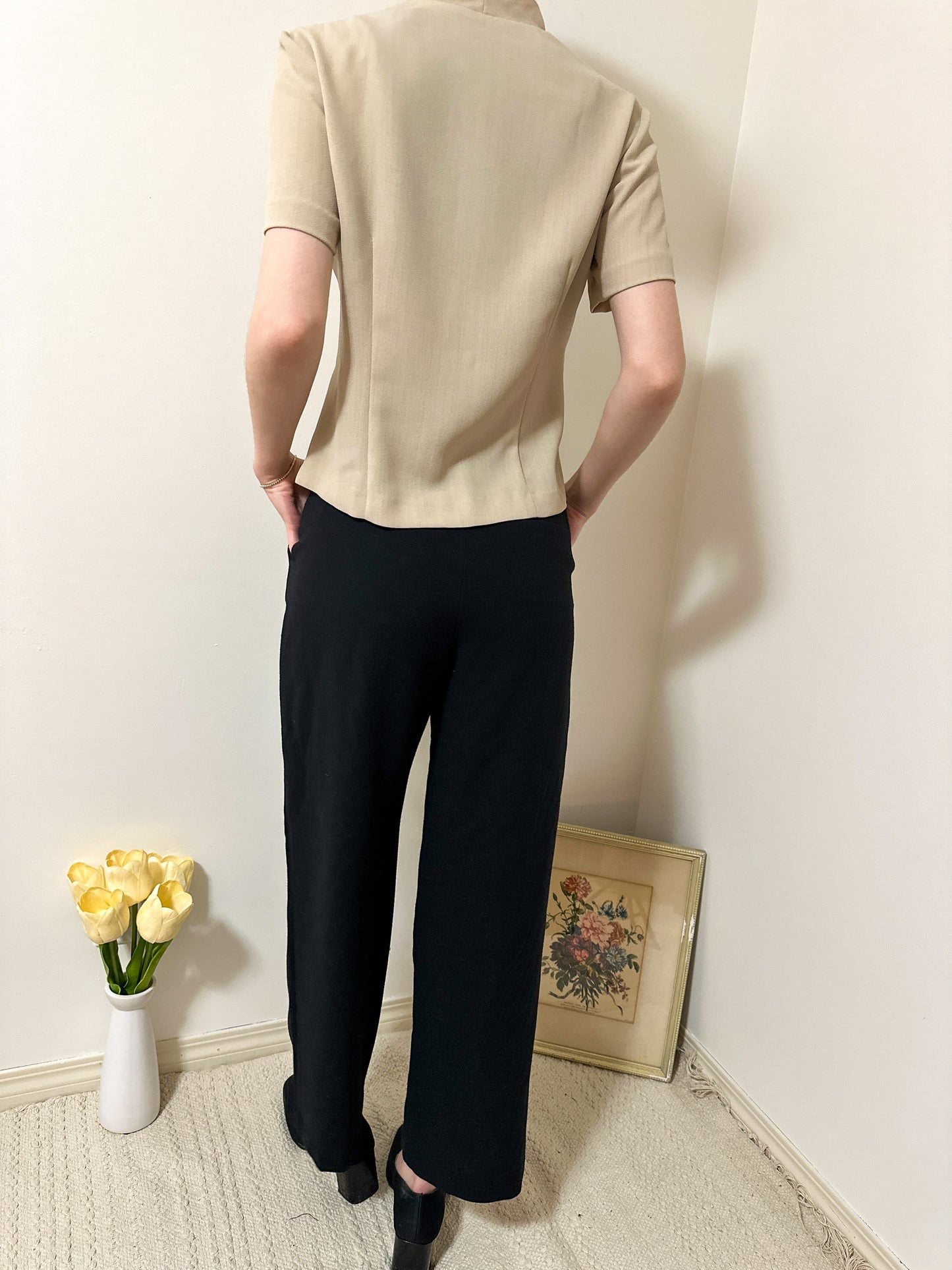 Vintage x V.I.Petites Beige Zip-Up Top (M)