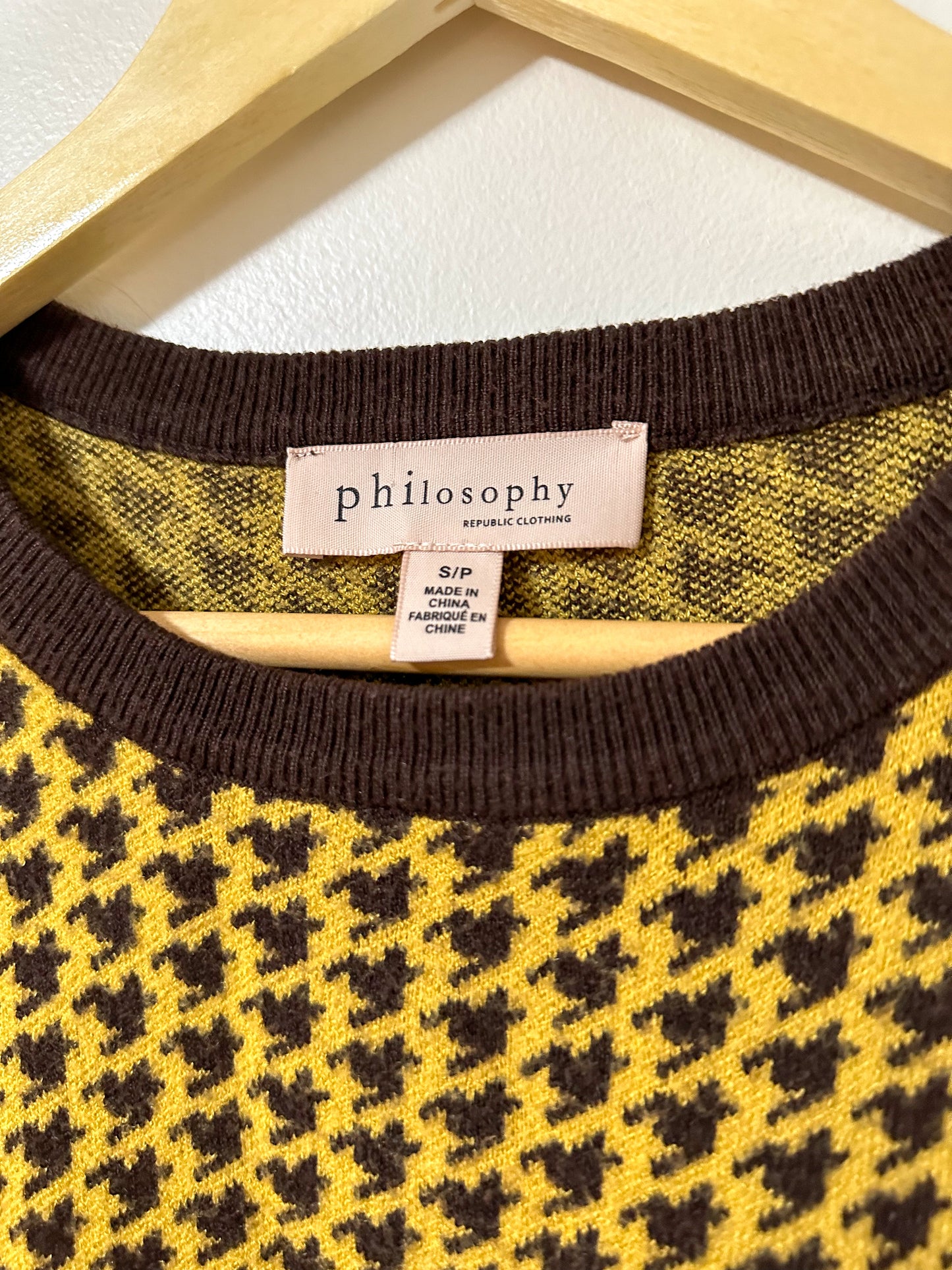 Philosophy Yellow Houndstooth Sweater (S/M)