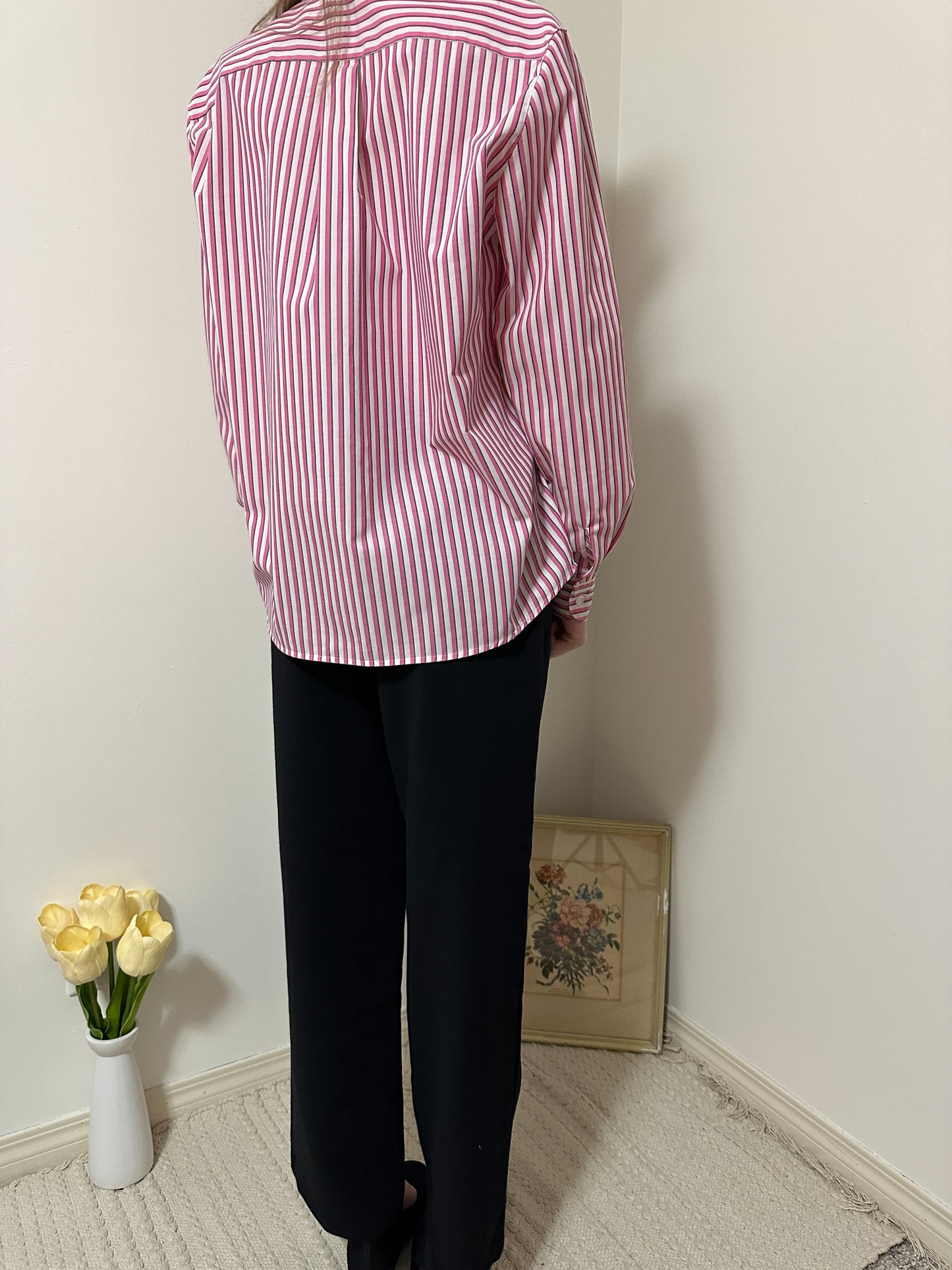 Vintage x Alia Pink Striped Button-Up (L/XL)