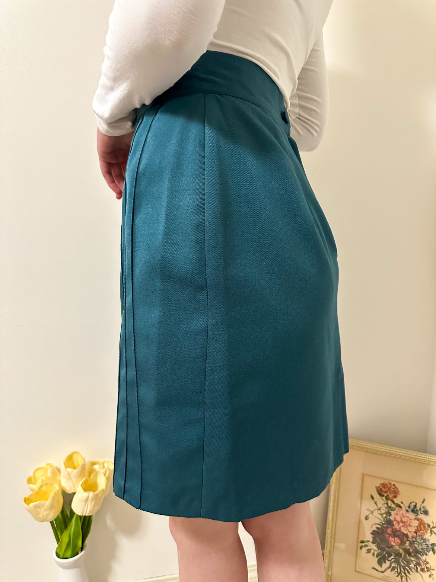 Vintage x Made in England x Teal Skirt (M)