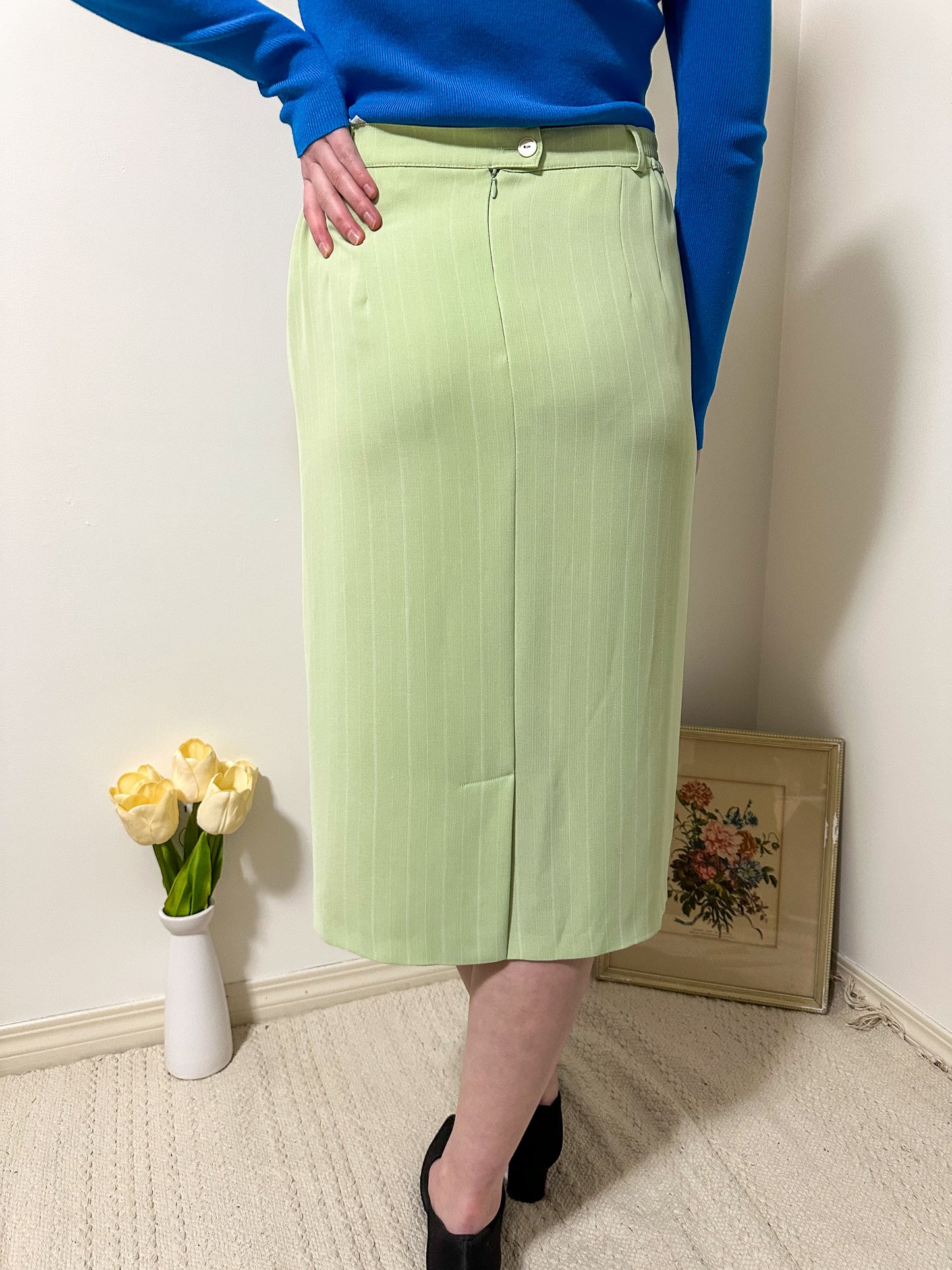 Vintage x Marcona Light Green Striped Skirt (L)