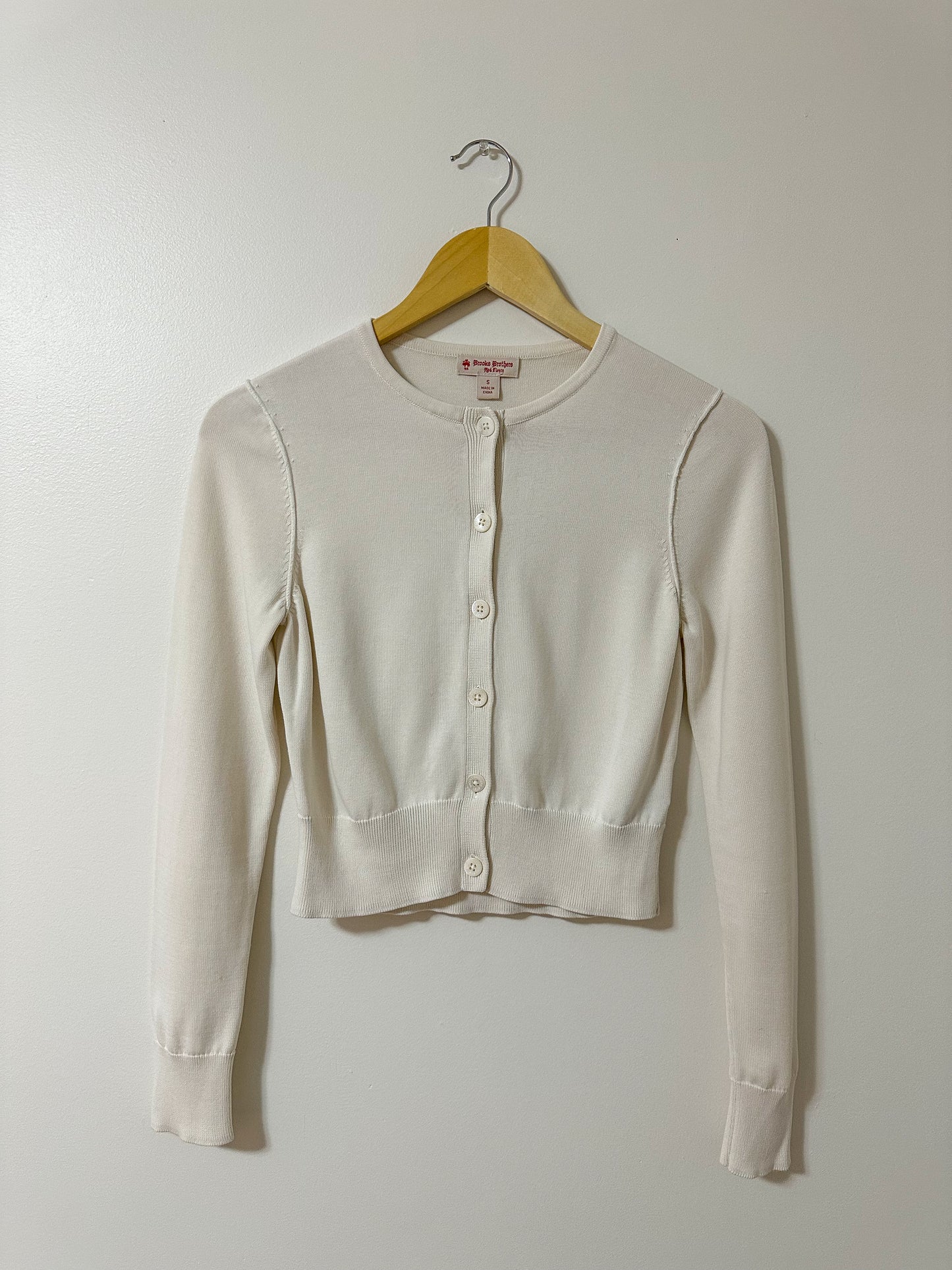 Brooks Brothers Cropped White Cardigan (XS/S)