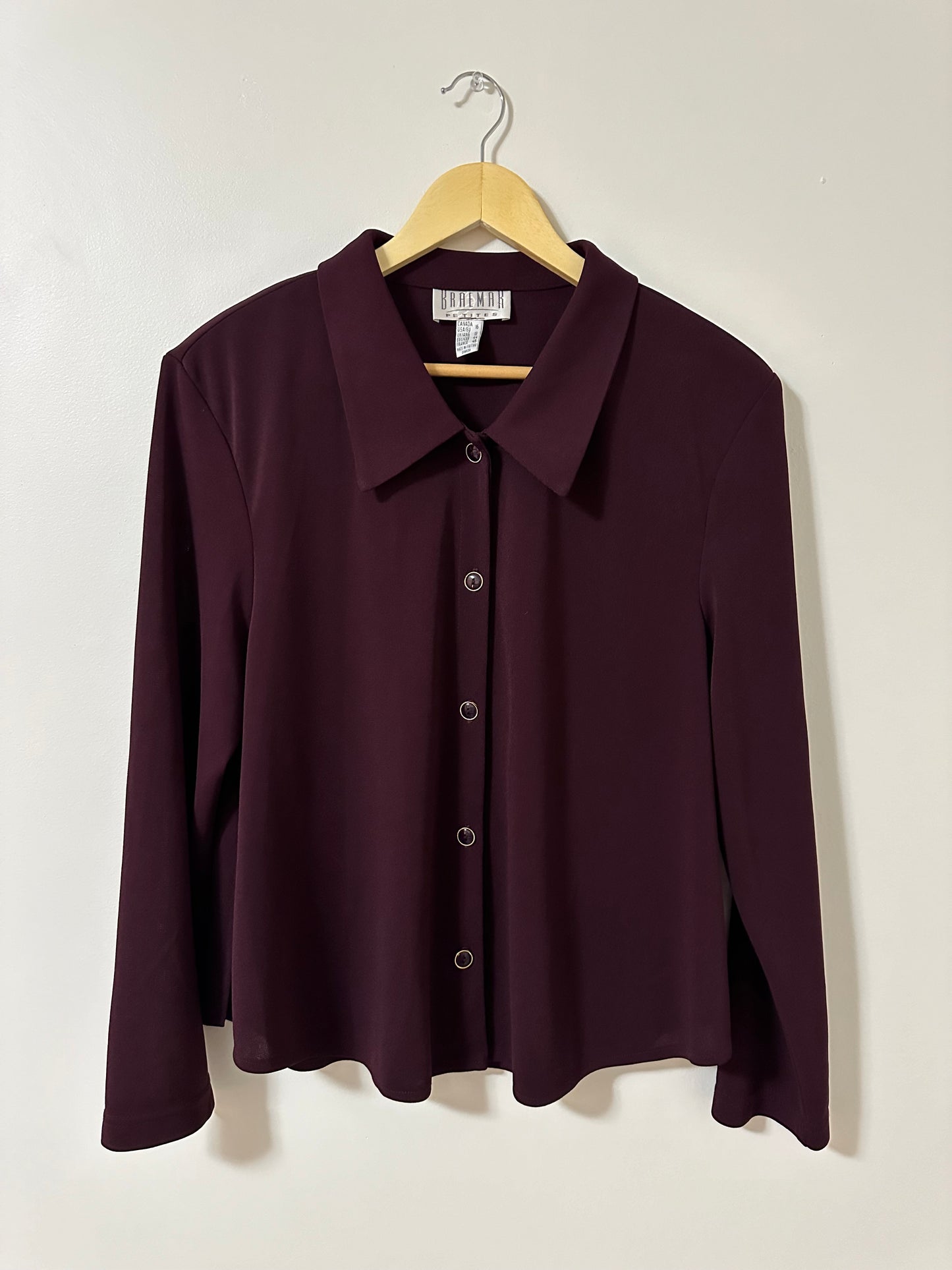 Vintage x Braemar Petites Dark Plum Blouse (L/XL)