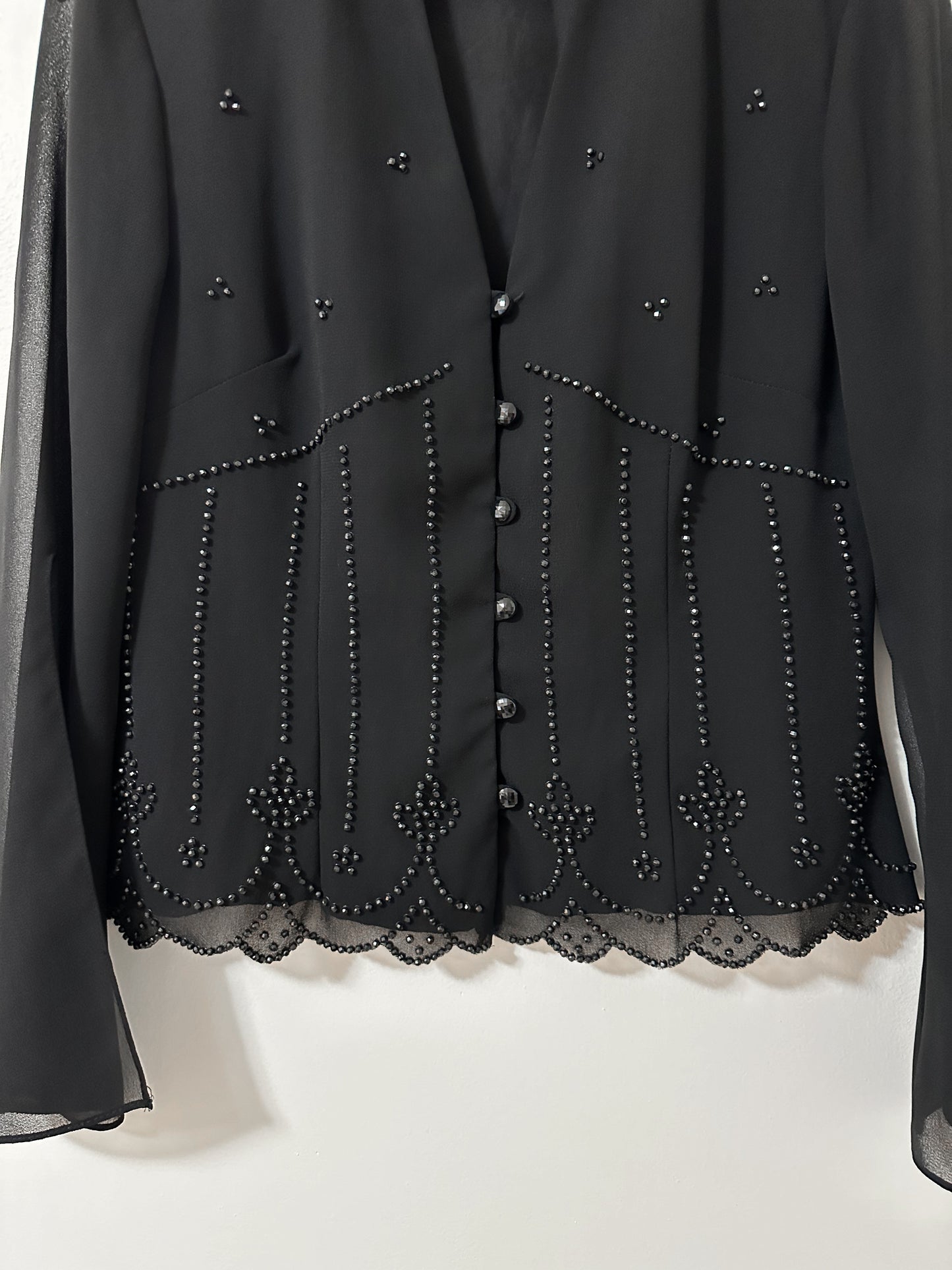 Vintage x Bellessa Black Beaded Blouse (S/M)