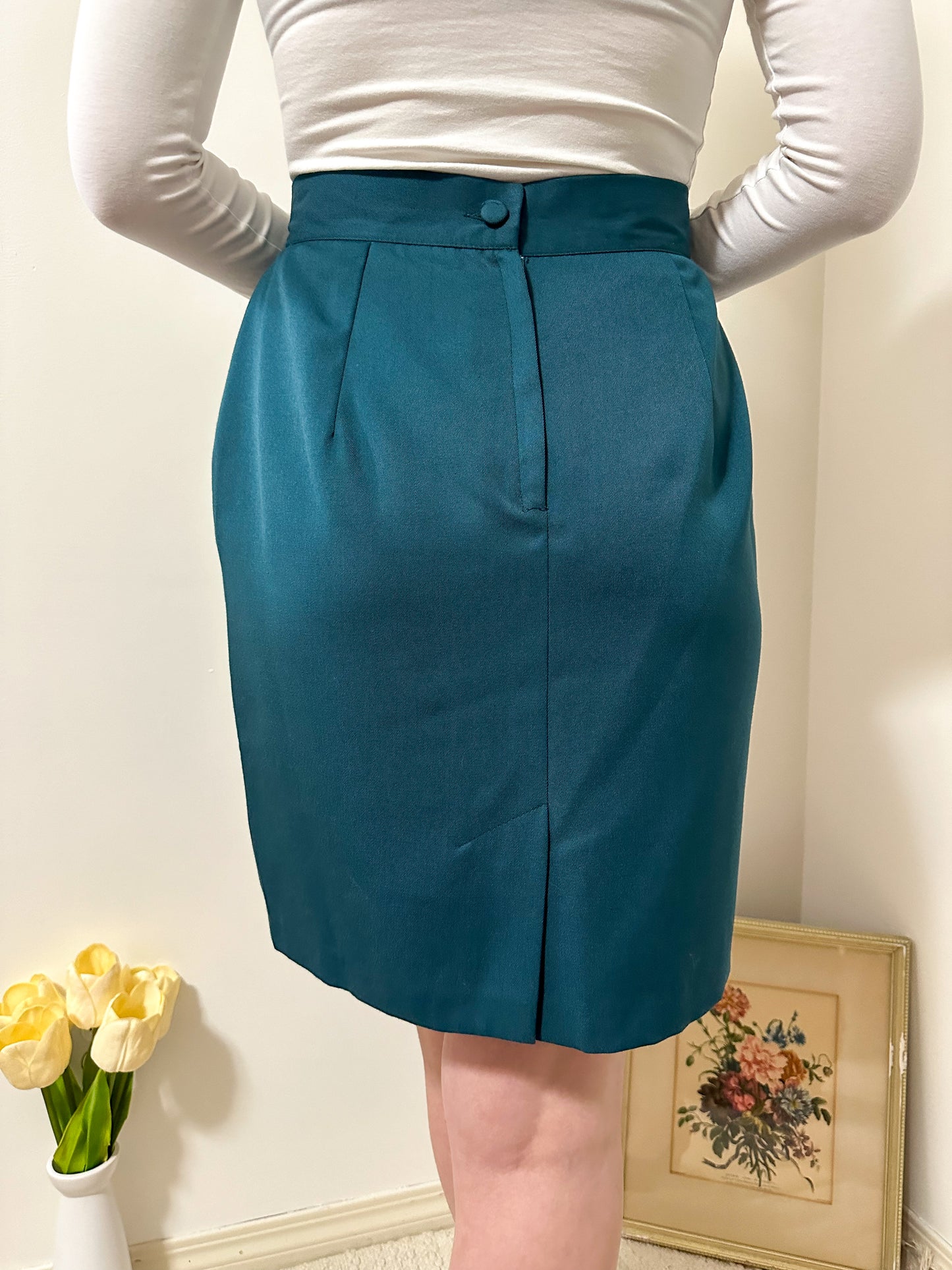 Vintage x Made in England x Teal Skirt (M)