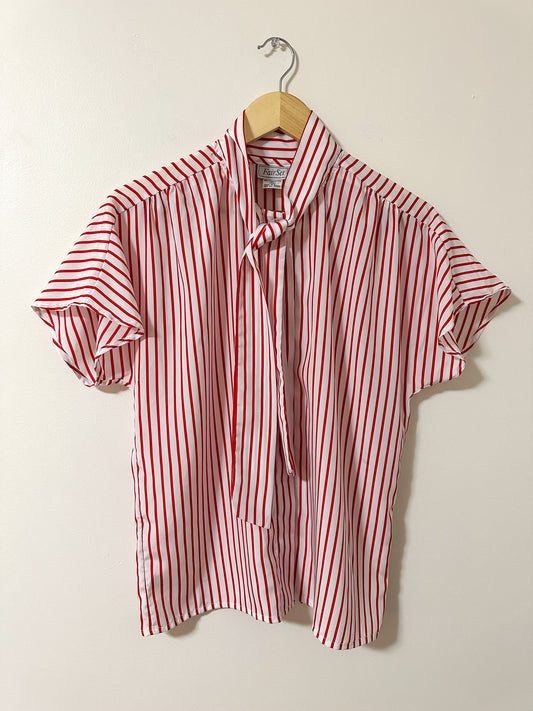 Vintage x FairSet Red Striped Blouse (L/XL)