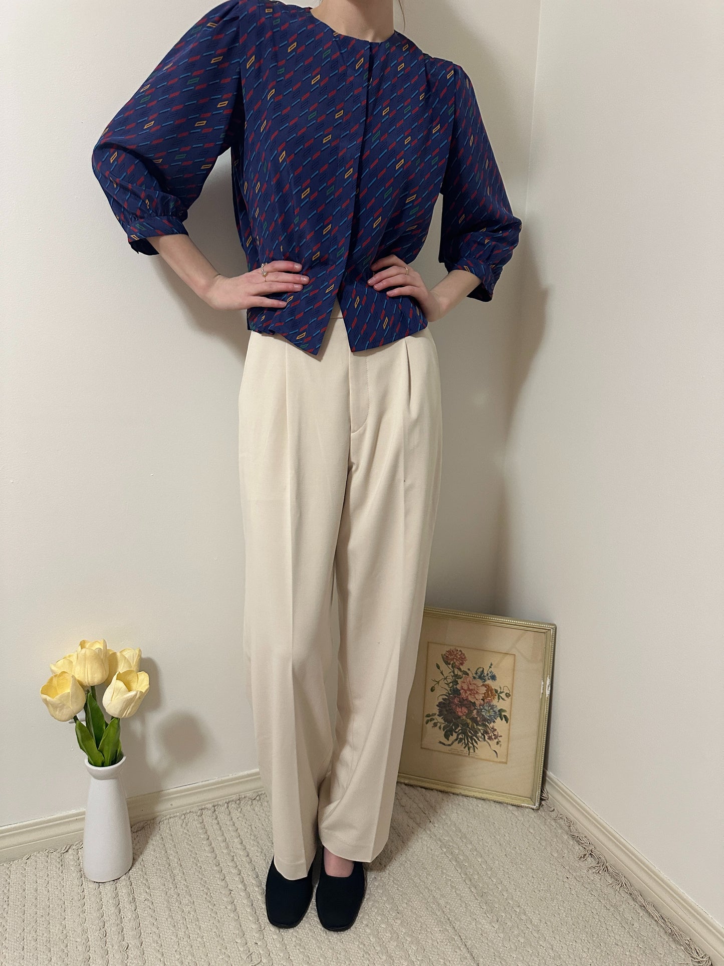 Vintage x Patterned Blouse (M)