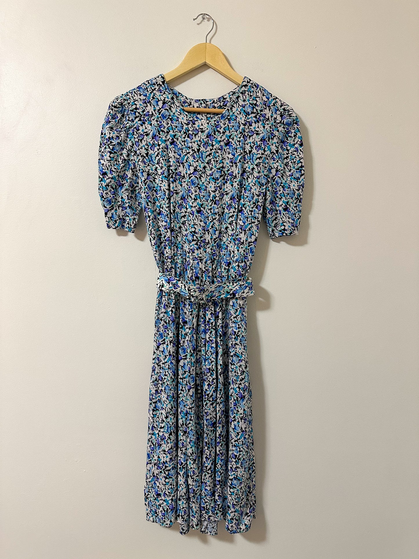 Vintage x Blue and Purple Floral Dress (XS)