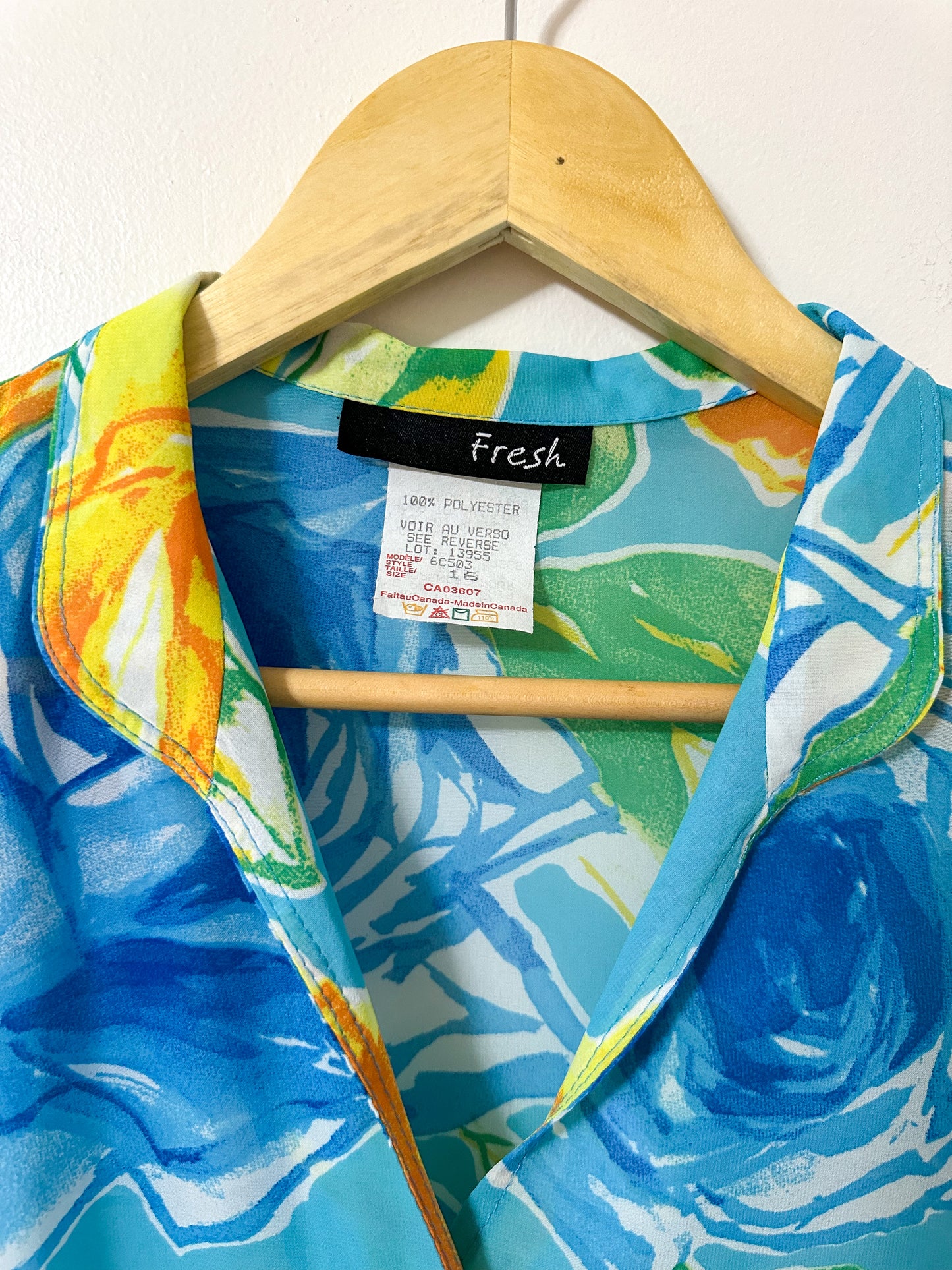 Vintage x Bright Floral Sheer Top (XL)