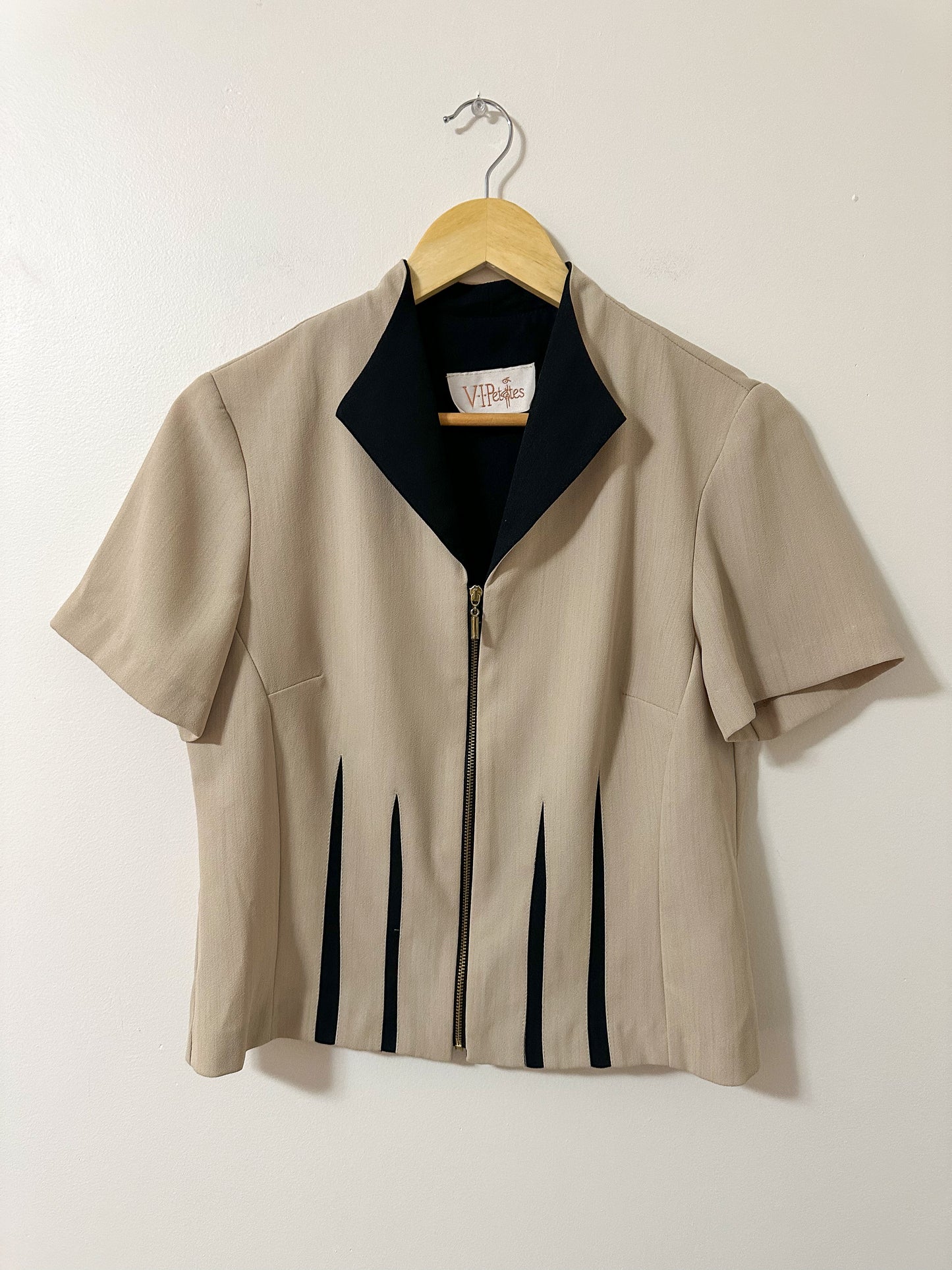 Vintage x V.I.Petites Beige Zip-Up Top (M)