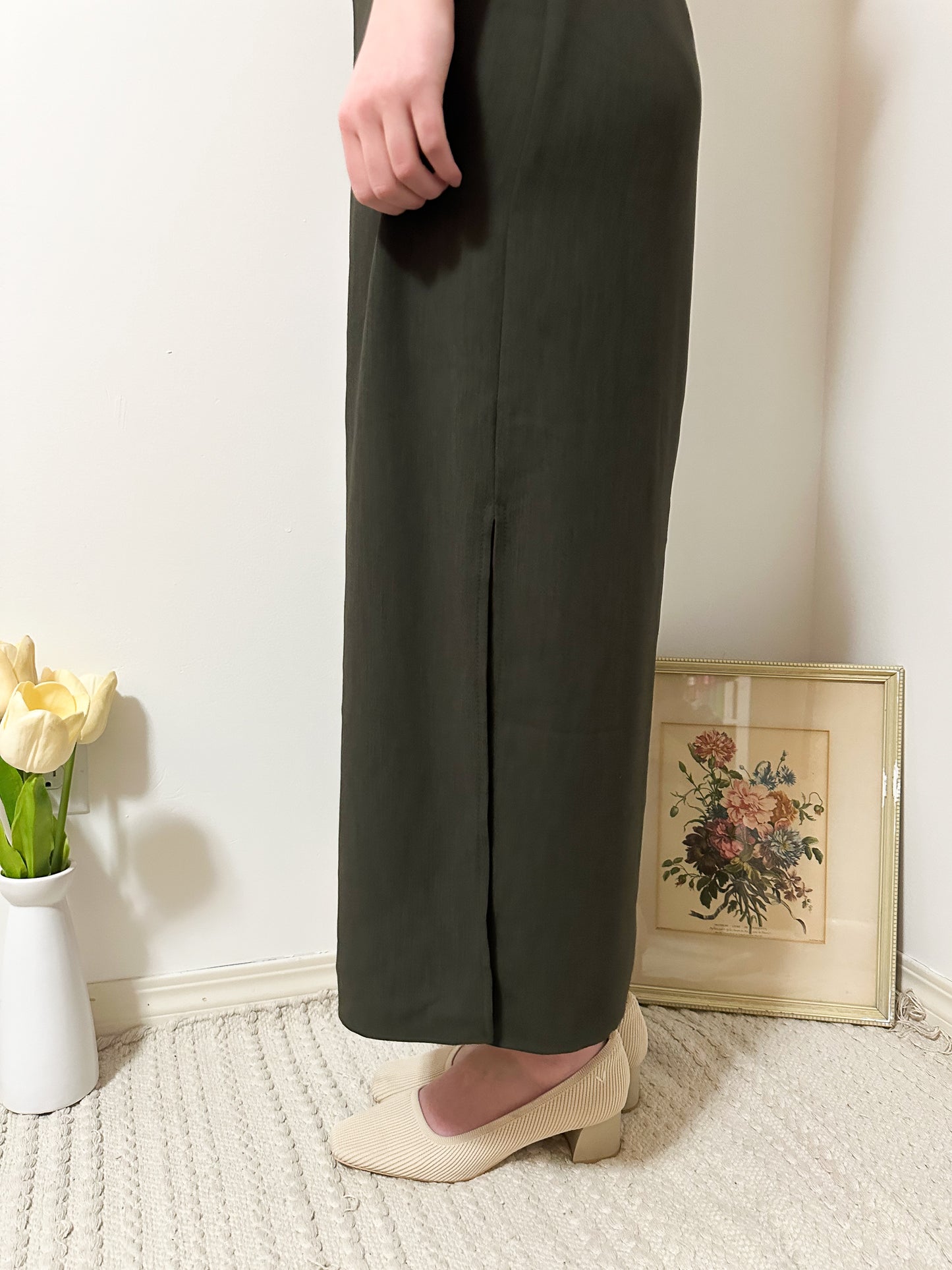 Vintage x Primavera Forest Green Maxi Dress (M/L)