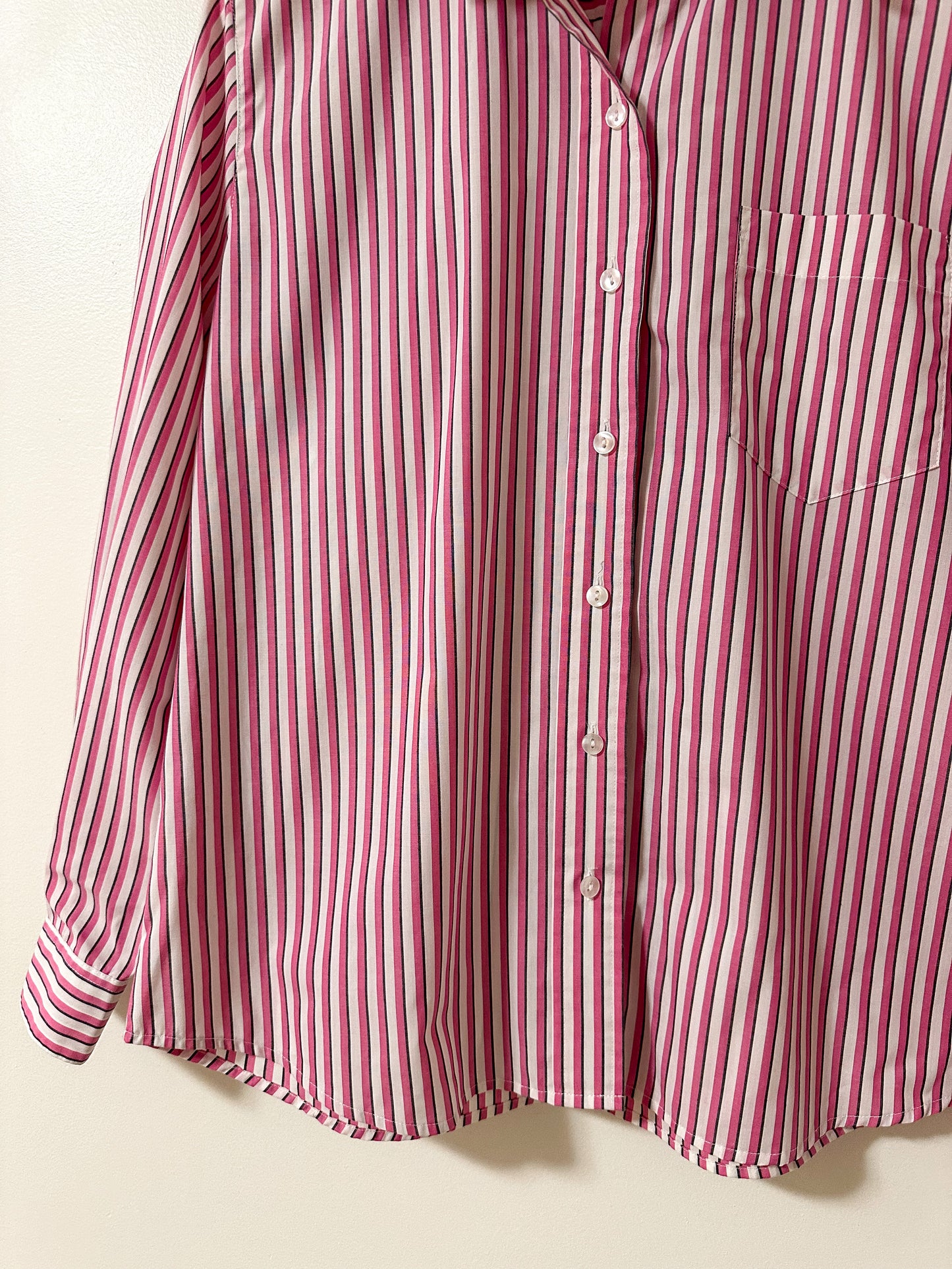 Vintage x Alia Pink Striped Button-Up (L/XL)