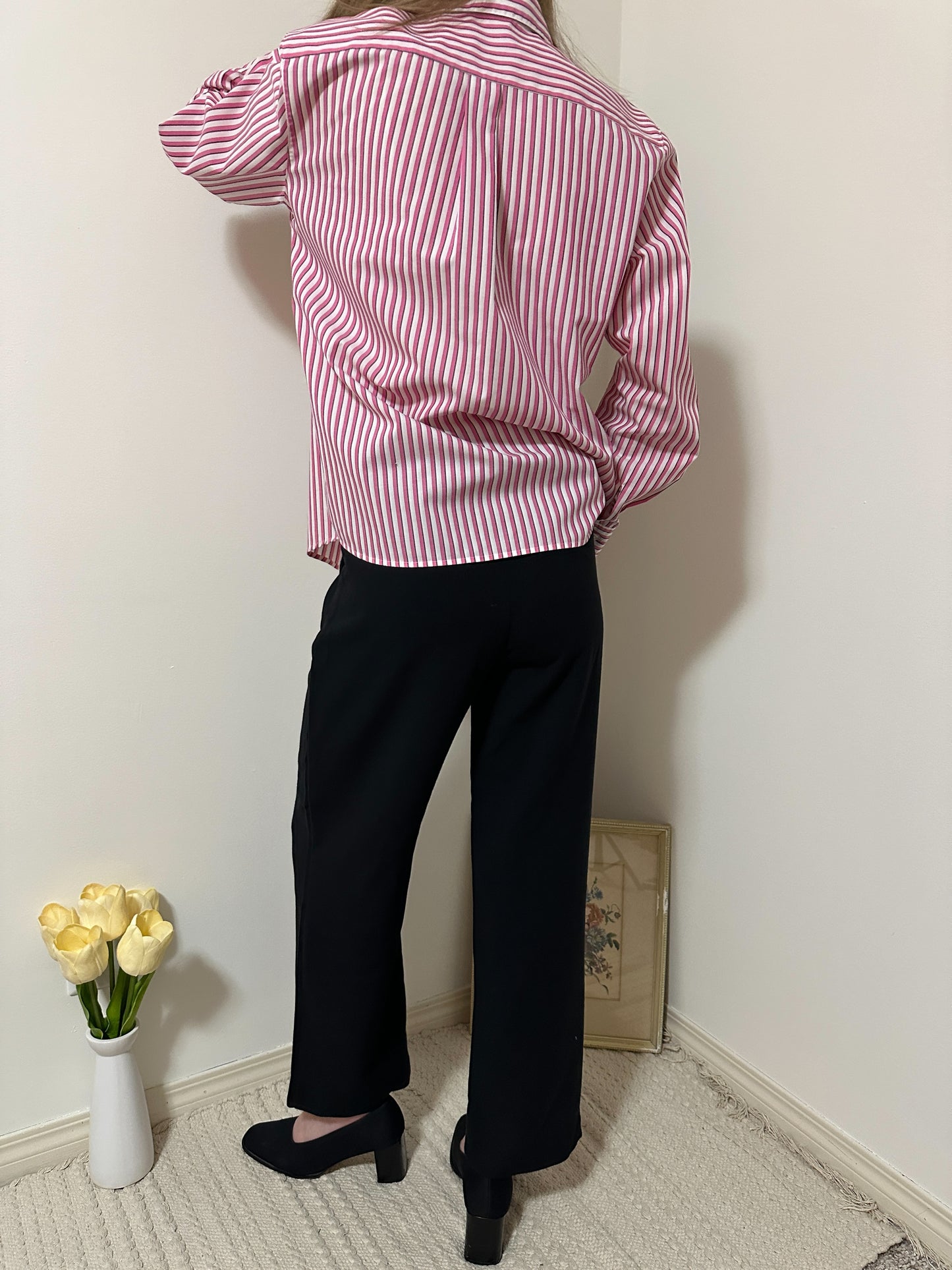 Vintage x Alia Pink Striped Button-Up (L/XL)