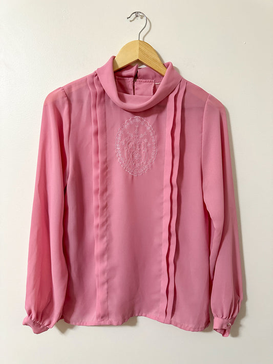 Vintage x Blush Pink Embroidered Blouse (M)