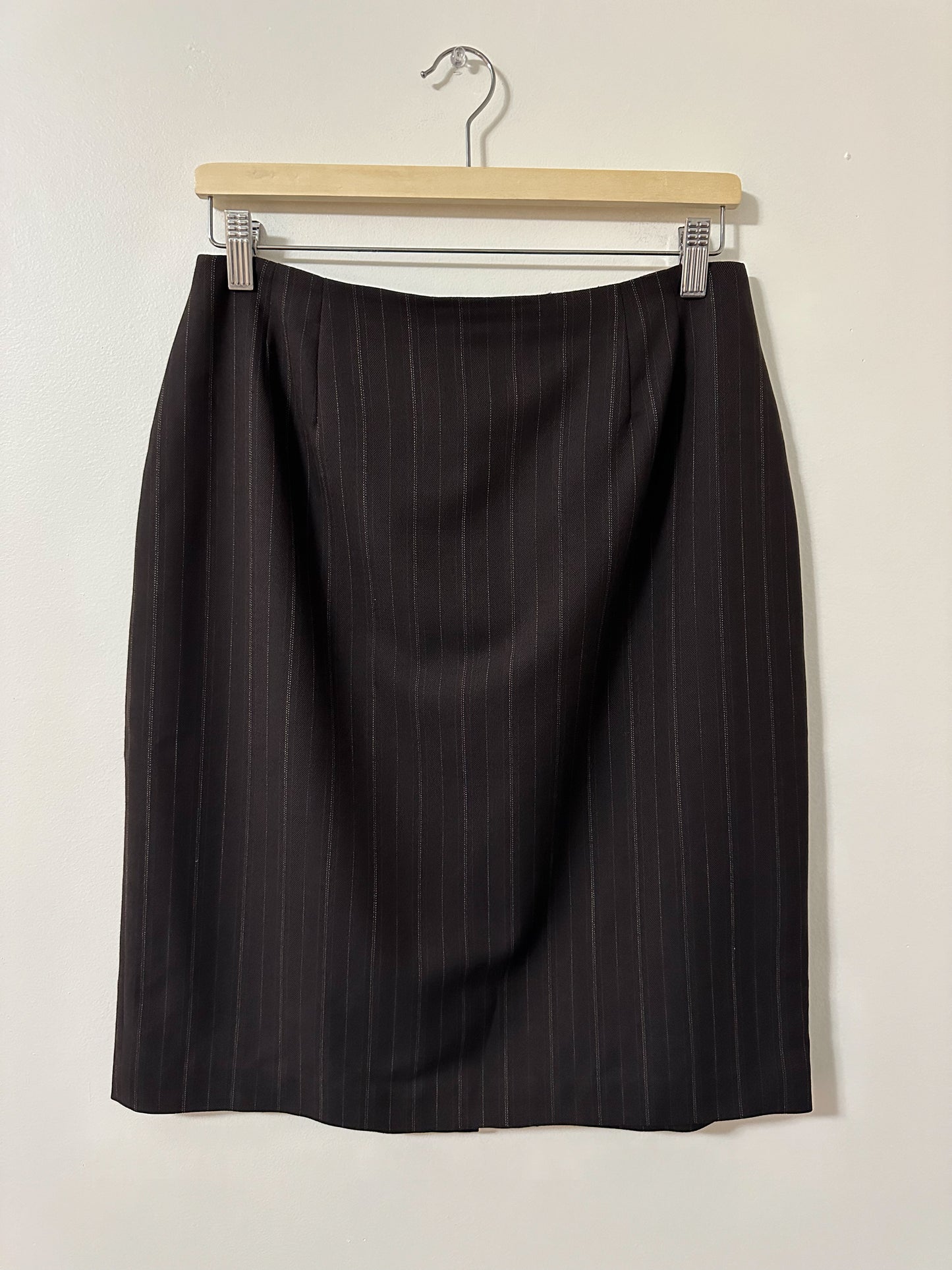 Vintage x Brown Wool Pinstripe Skirt (M)