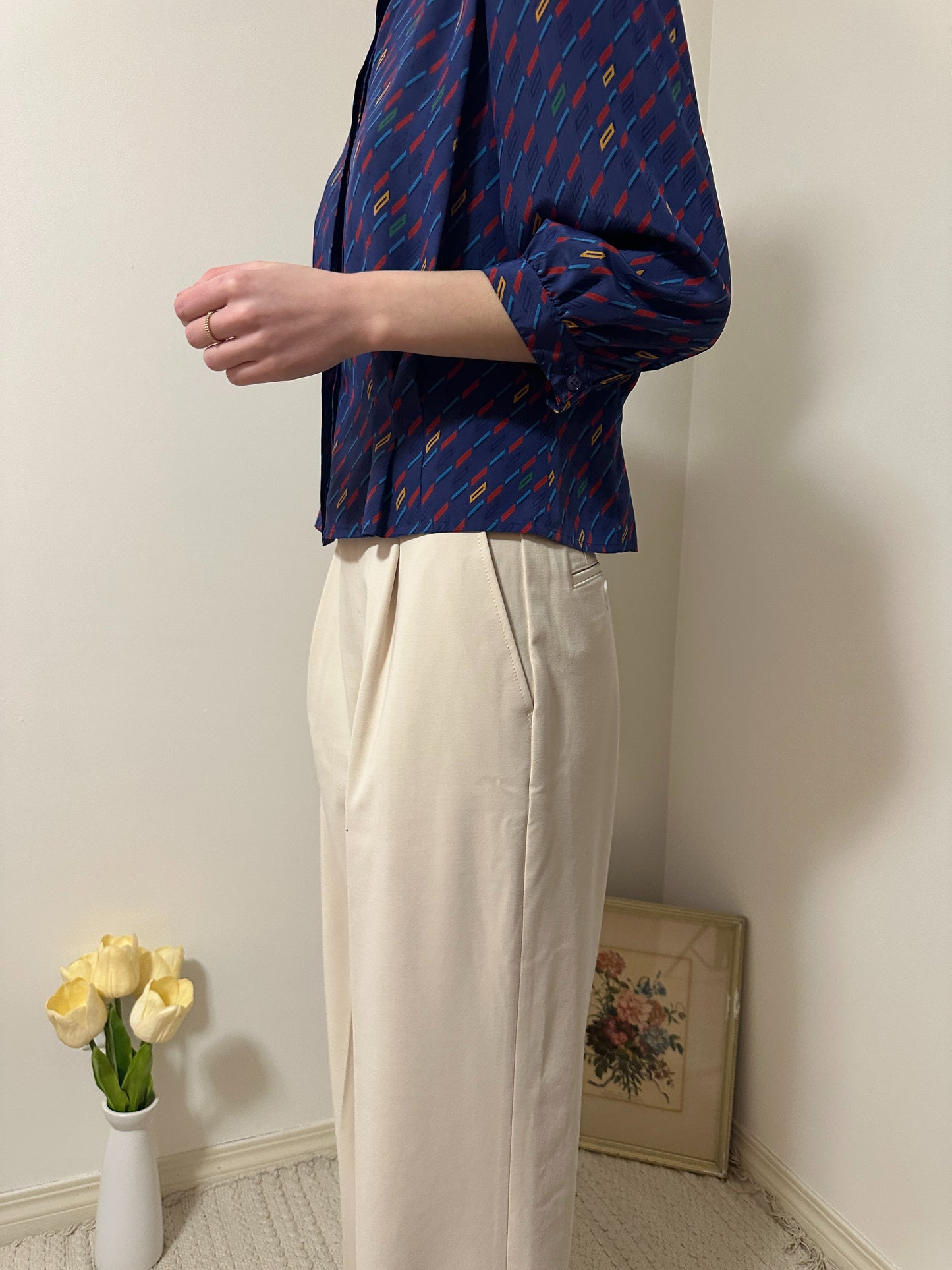 Vintage x Patterned Blouse (M)