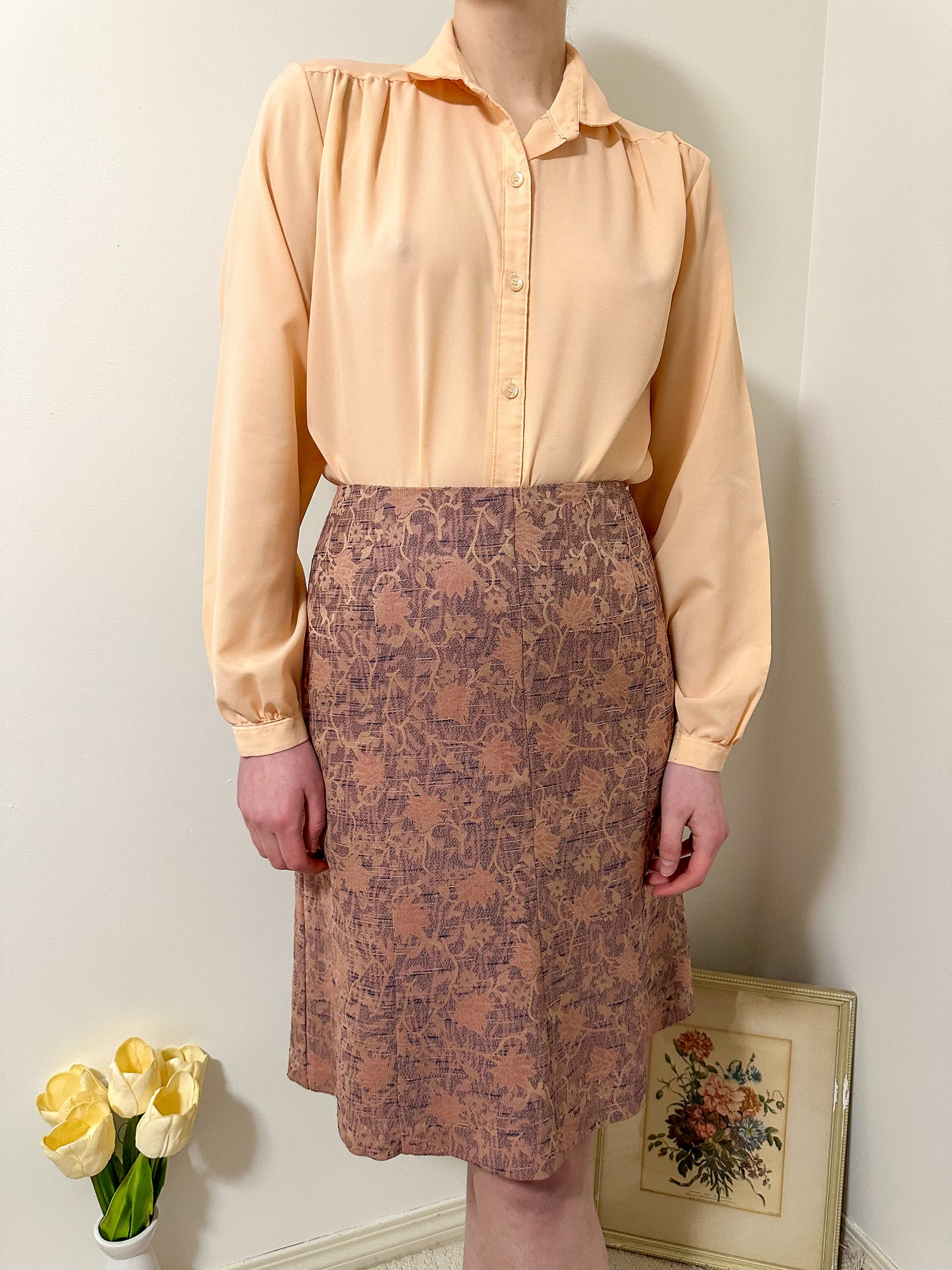 Vintage x Fairweather Peach Orange Blouse (L)