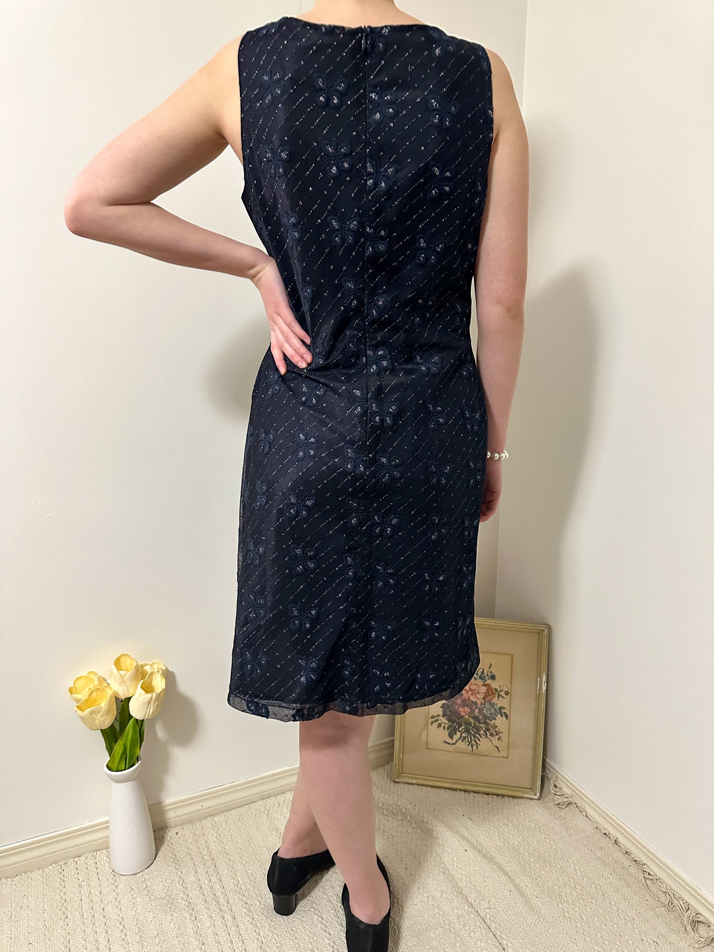 Vintage x Navy Butterfly Dress (L)