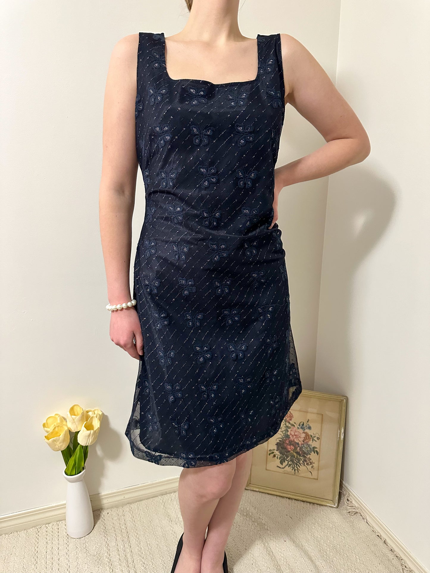 Vintage x Navy Butterfly Dress (L)