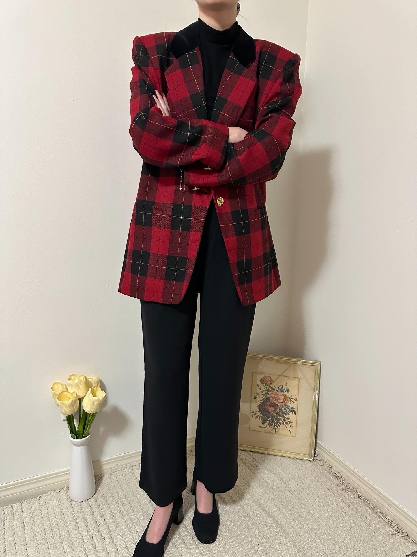 Vintage x Rena Rowan Red Plaid Blazer (XL/2X)