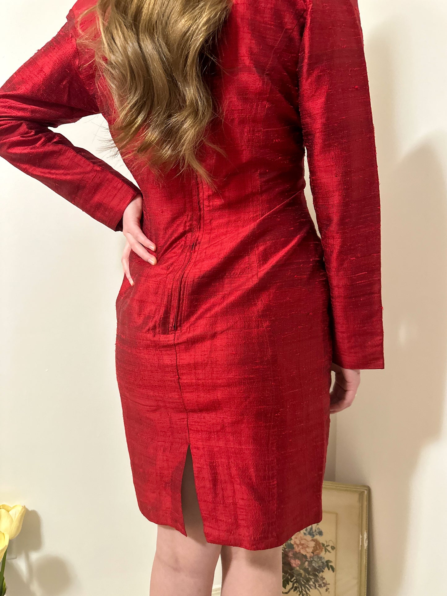 Vintage x Abby Kanak Red Silk Dress (M)