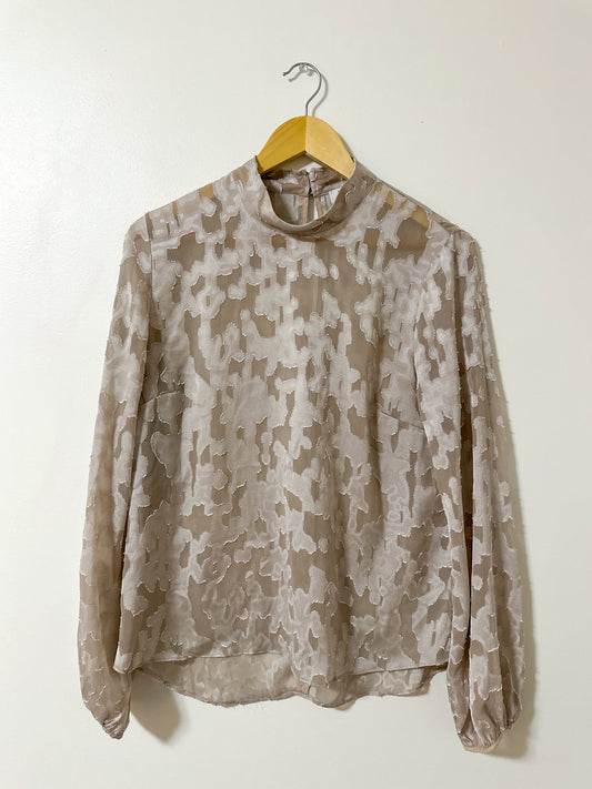 Babaton Sheer Champagne Blouse (L)