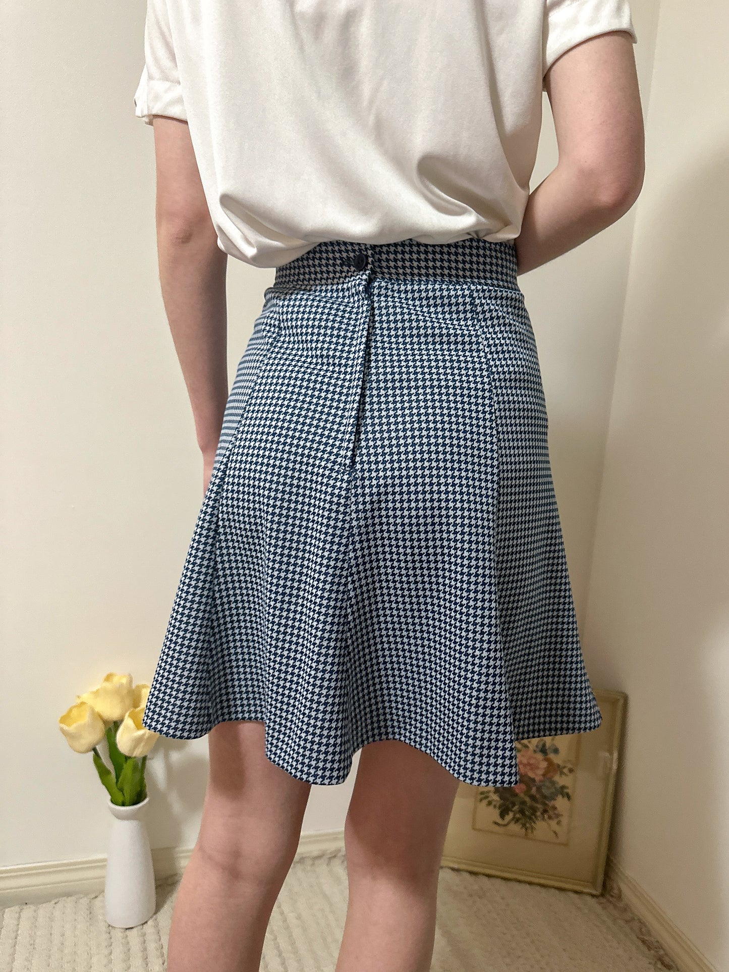 Vintage x Blue Houndstooth Skirt (S)