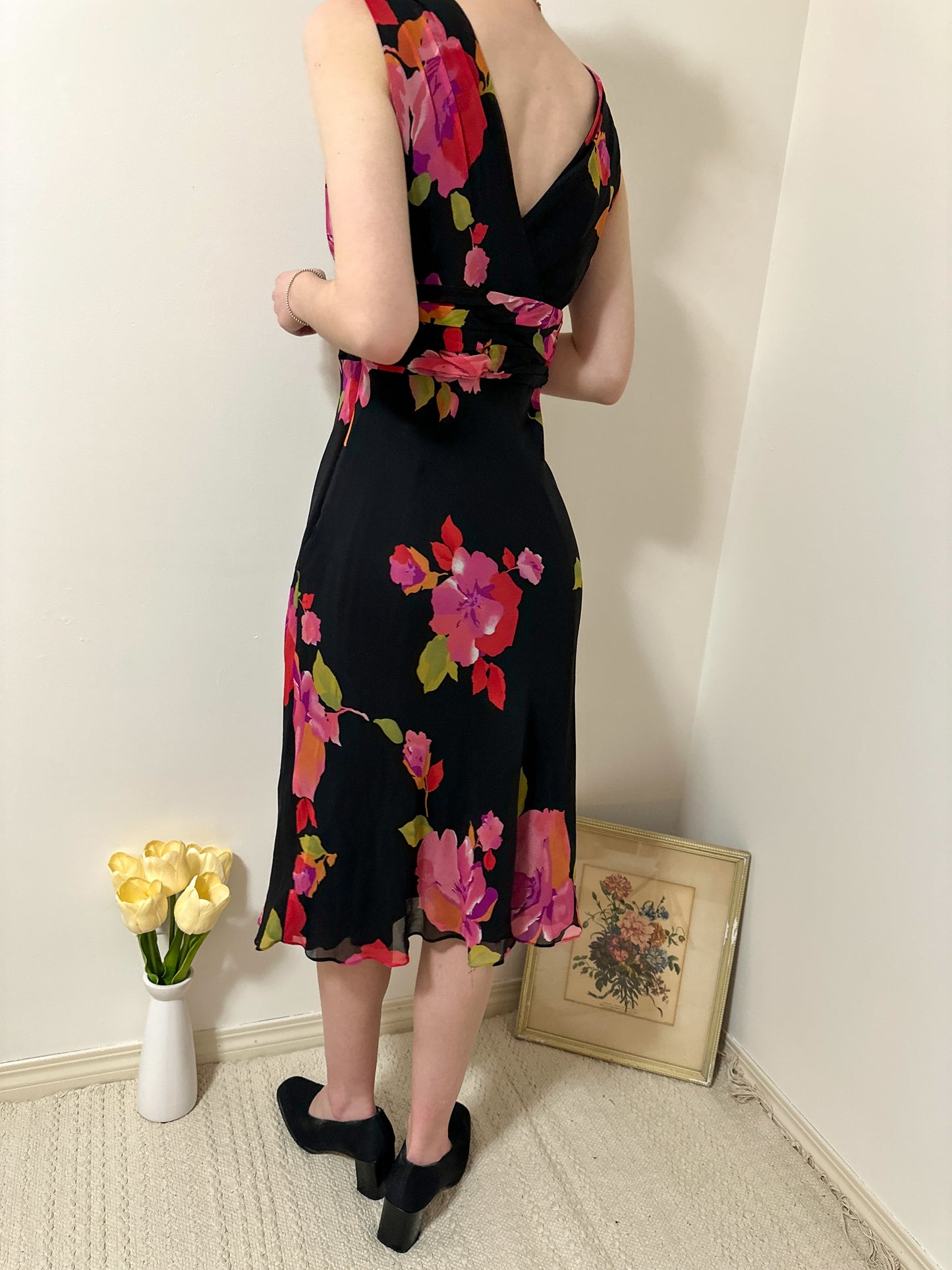 Vintage x Jones New York Floral Silk Dress (XS/S)