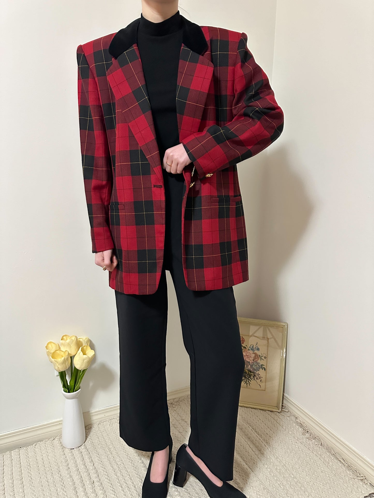 Vintage x Rena Rowan Red Plaid Blazer (XL/2X)