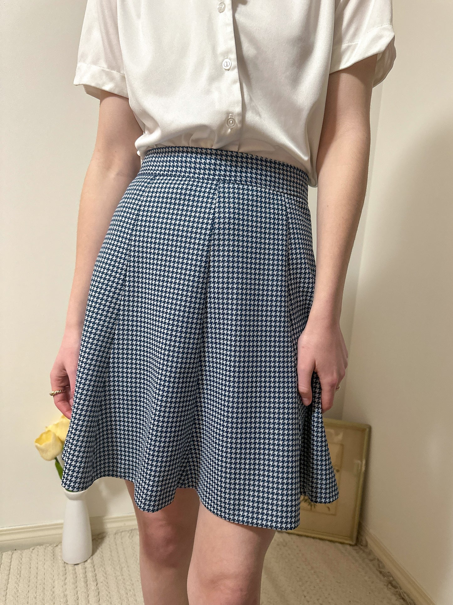 Vintage x Blue Houndstooth Skirt (S)