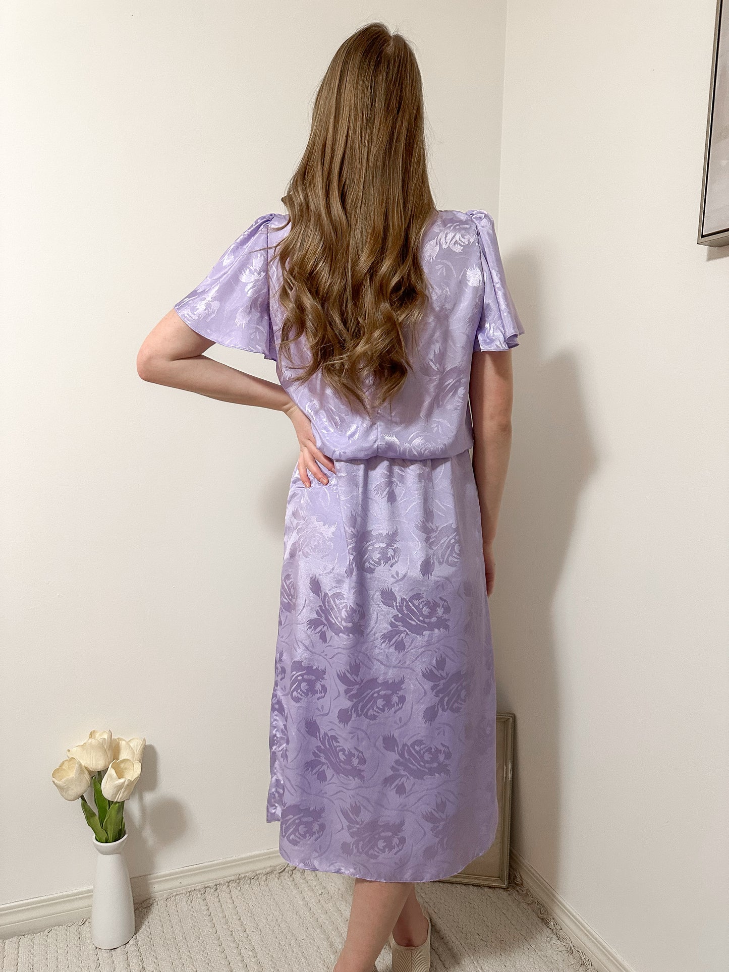 Vintage x Lilac Floral Dress (L)