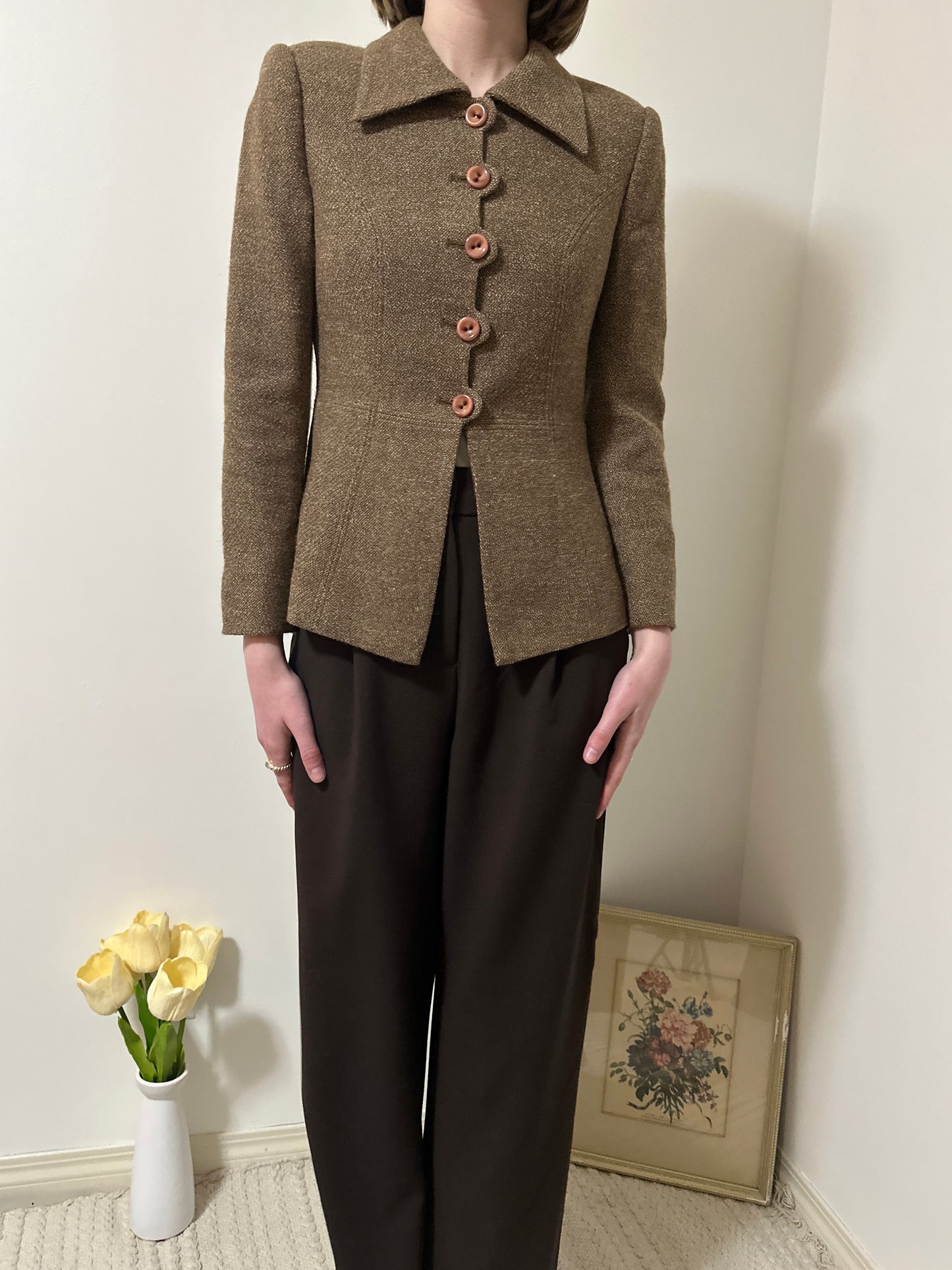 Vintage x Viola per Donna Brown Blazer (XS)