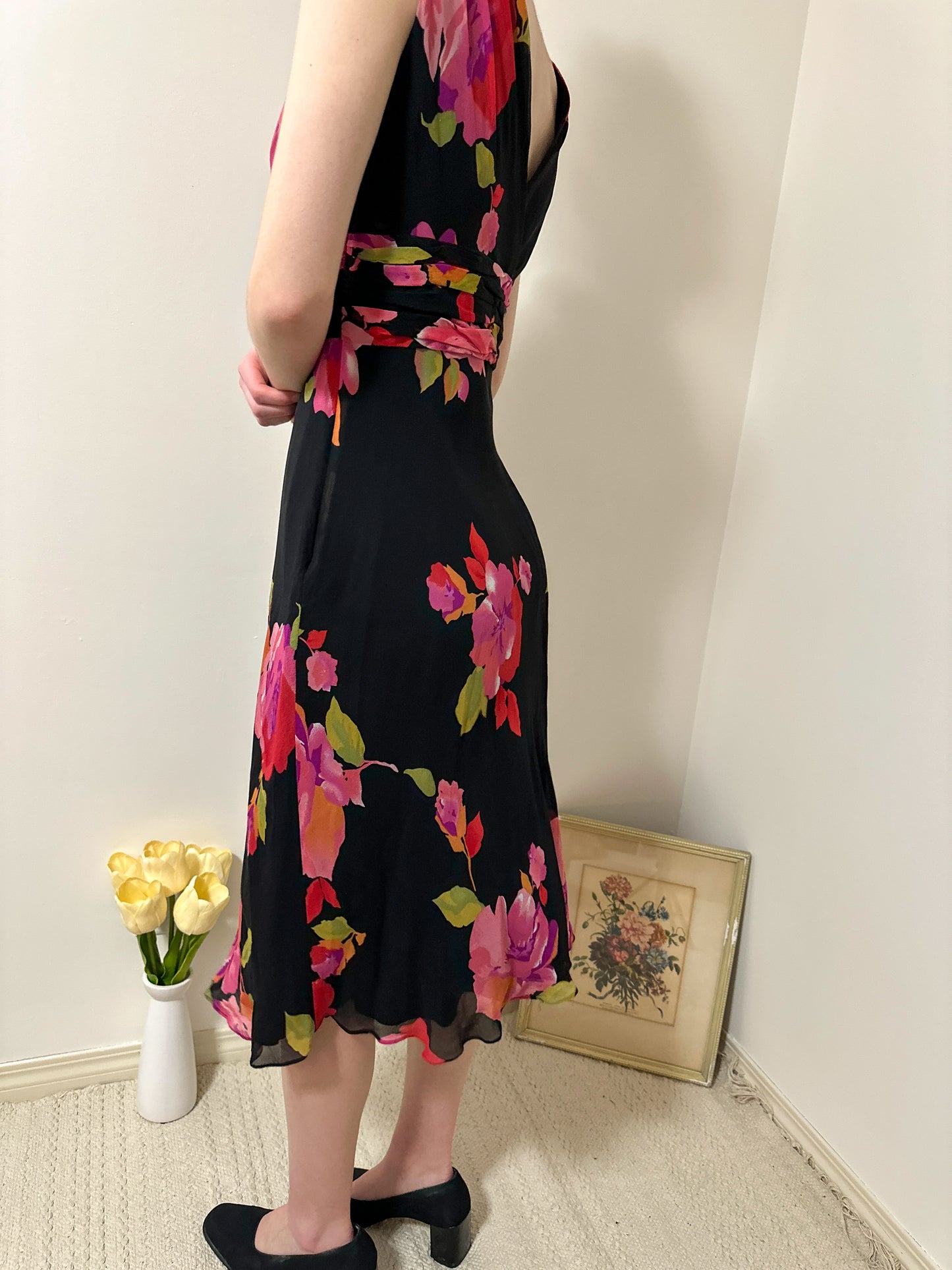 Vintage x Jones New York Floral Silk Dress (XS/S)